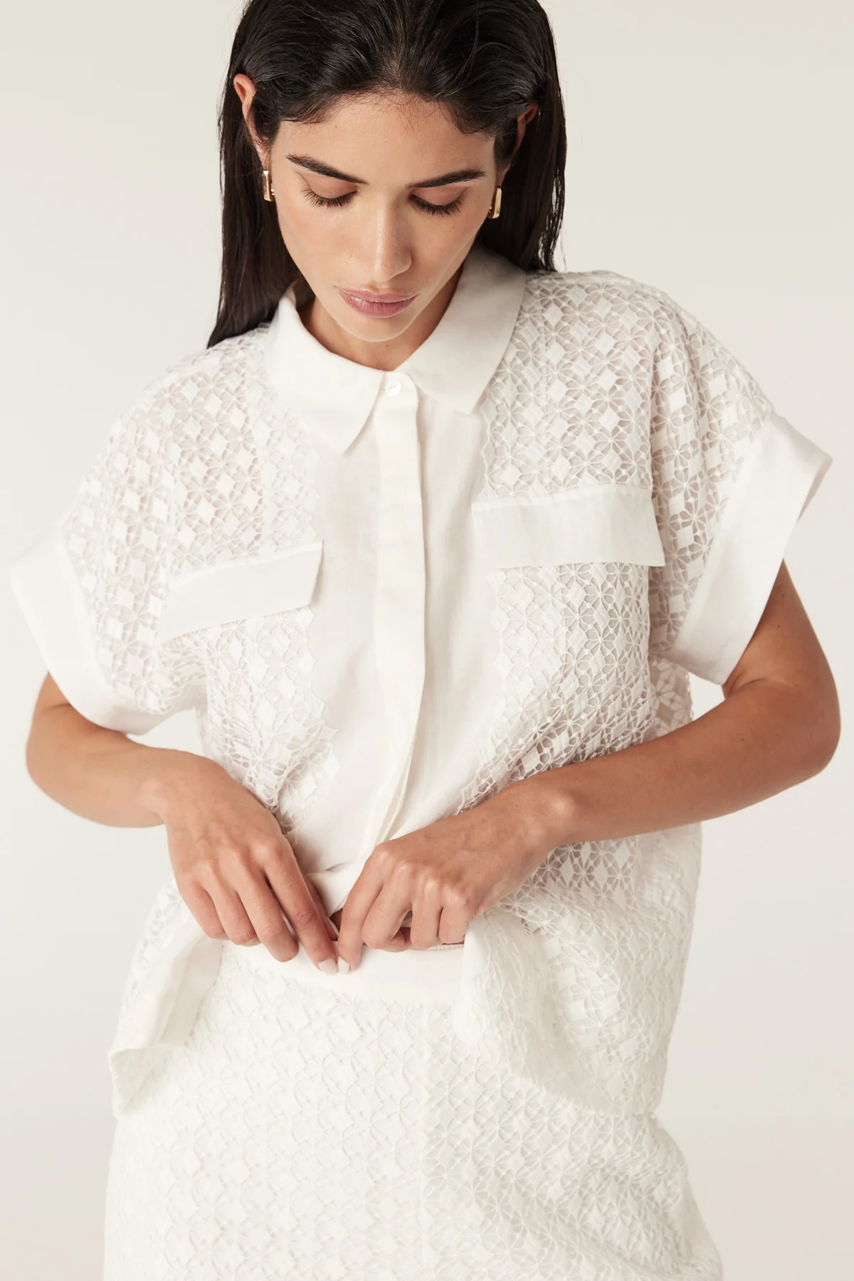 Alba Lace Blouse - White - Image 3