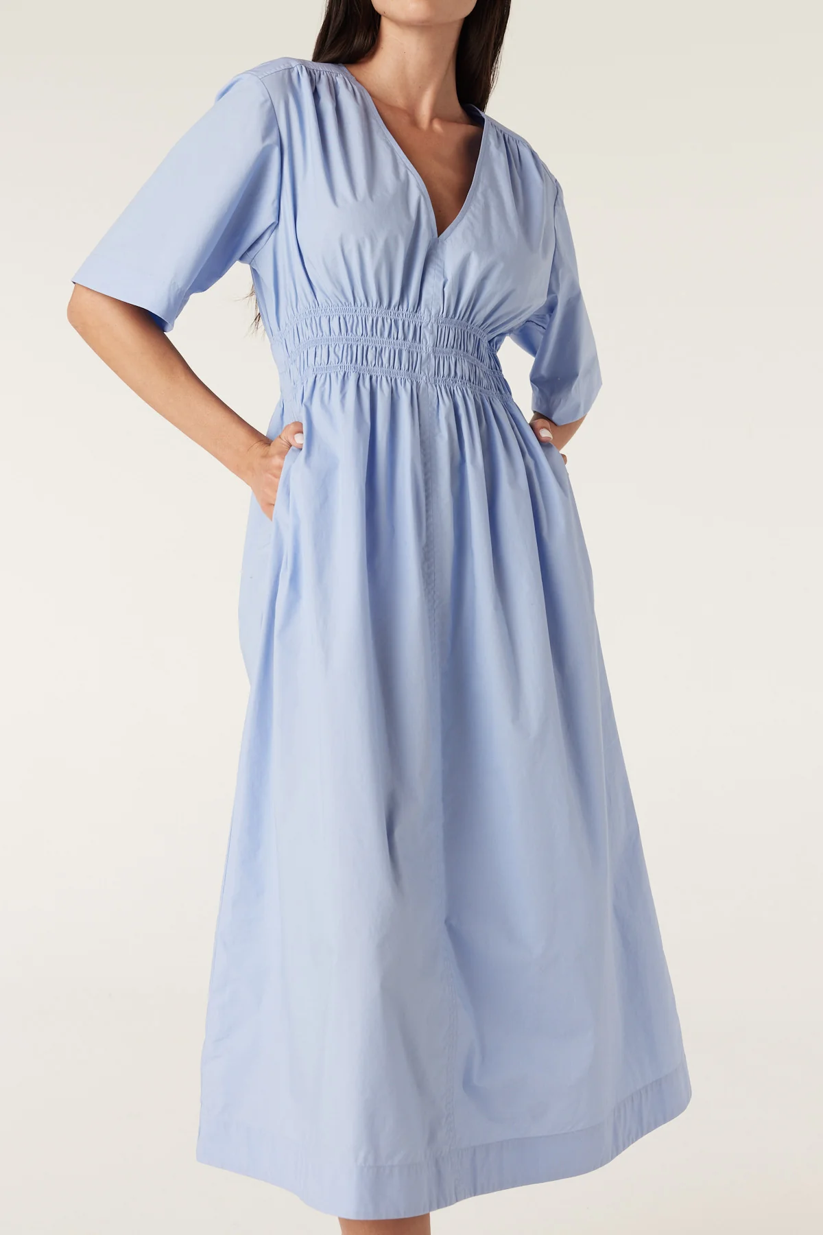 Bella Poplin Dress - Blue - Image 3