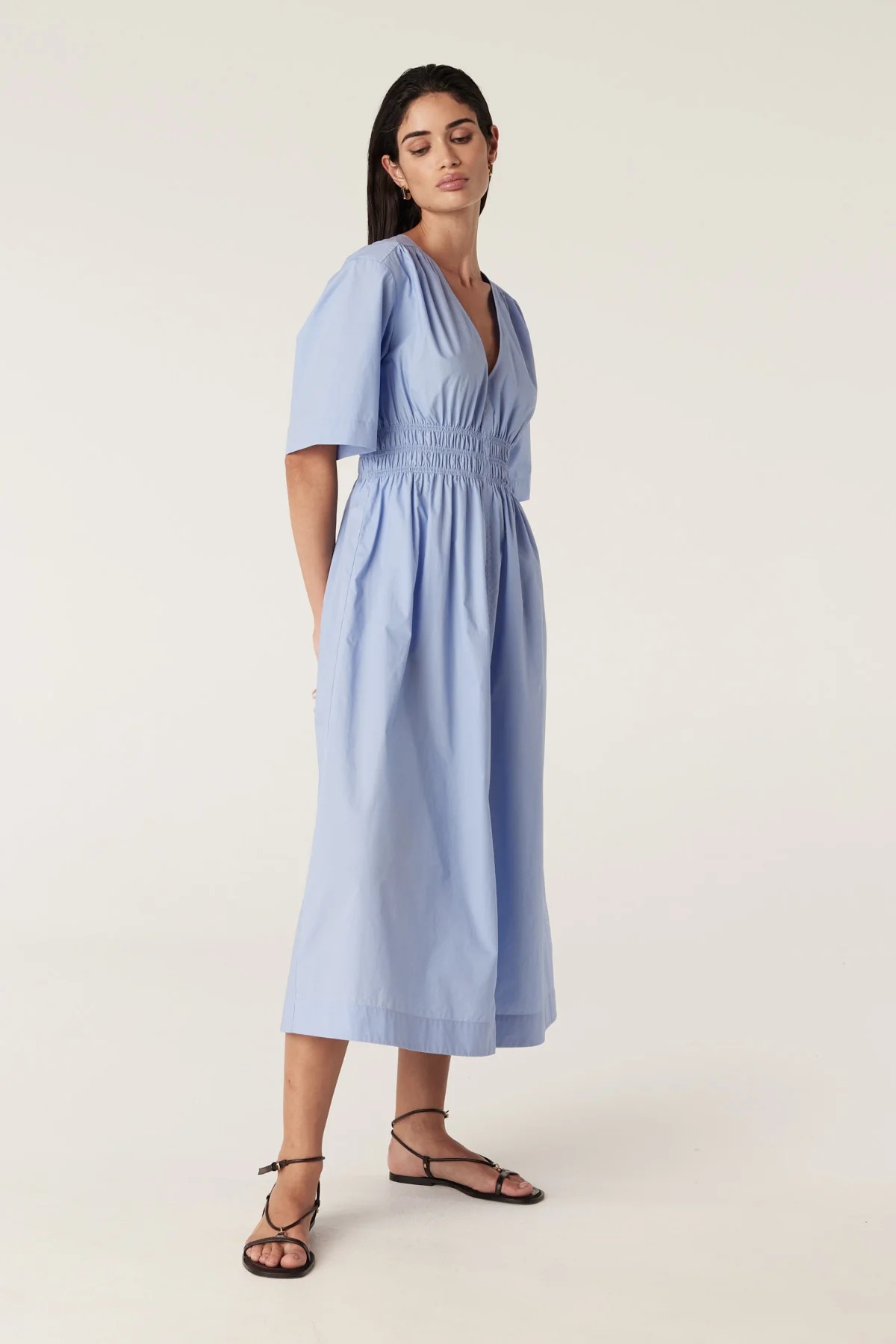 Bella Poplin Dress - Blue - Image 4