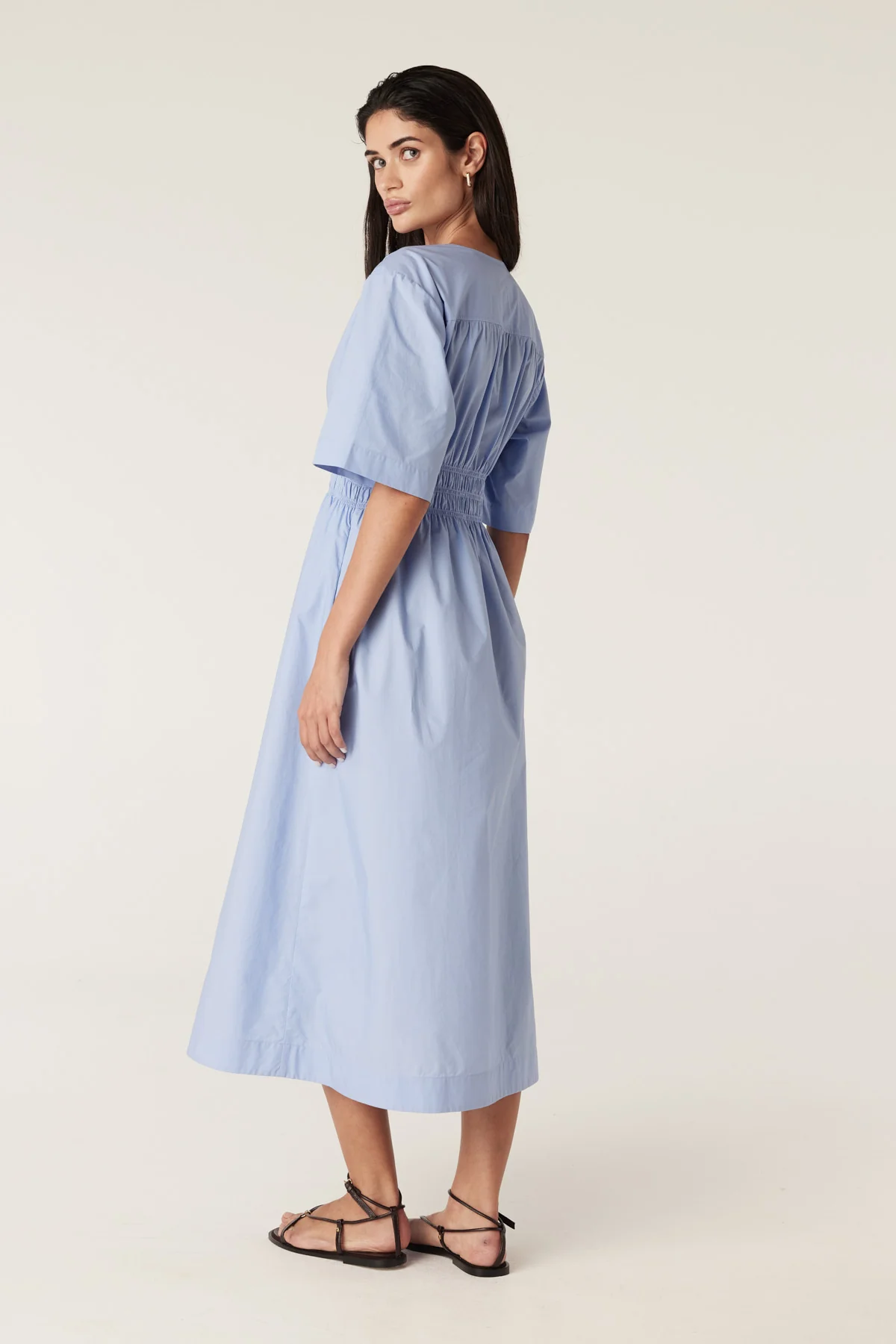 Bella Poplin Dress - Blue - Image 5
