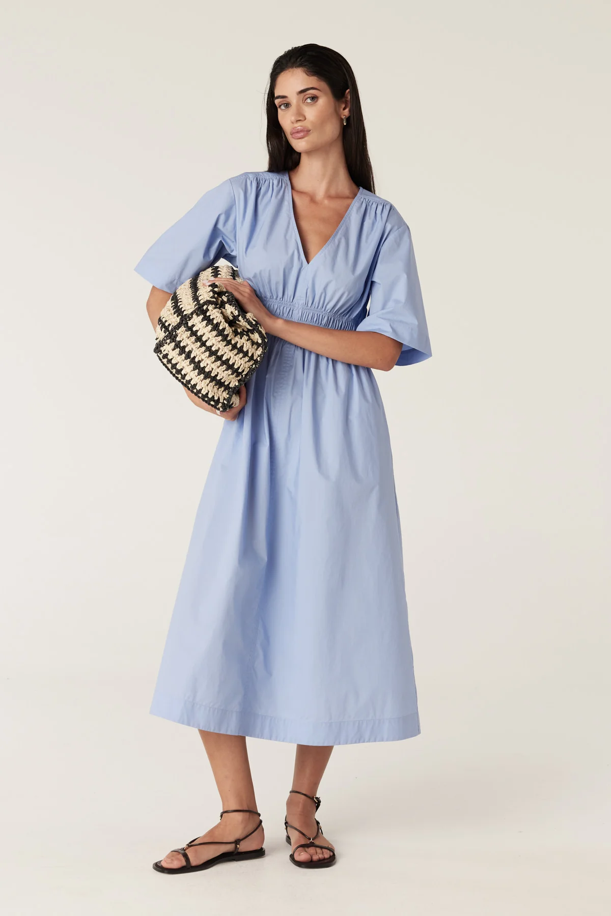 Bella Poplin Dress - Blue - Image 6