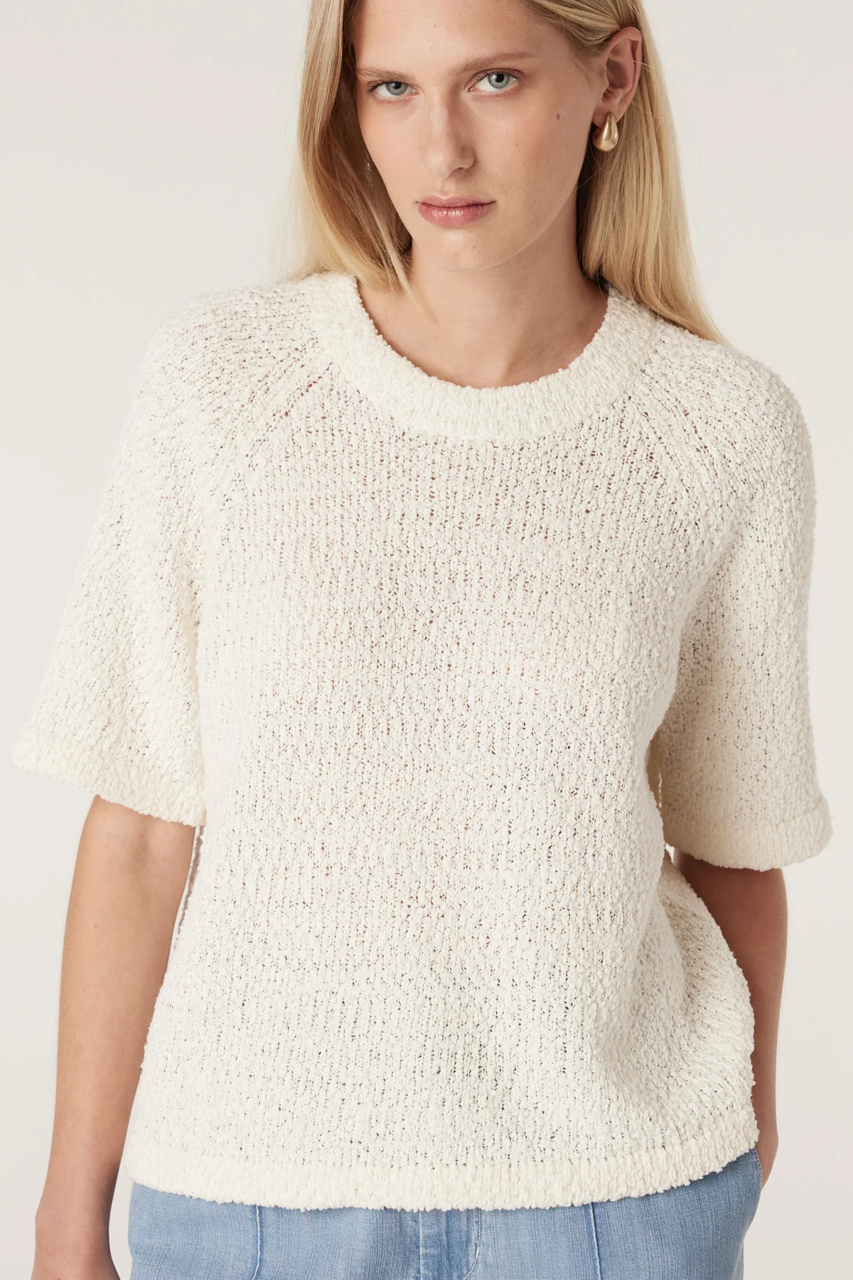 Boucle Knit Crew Top - Milk - Image 4
