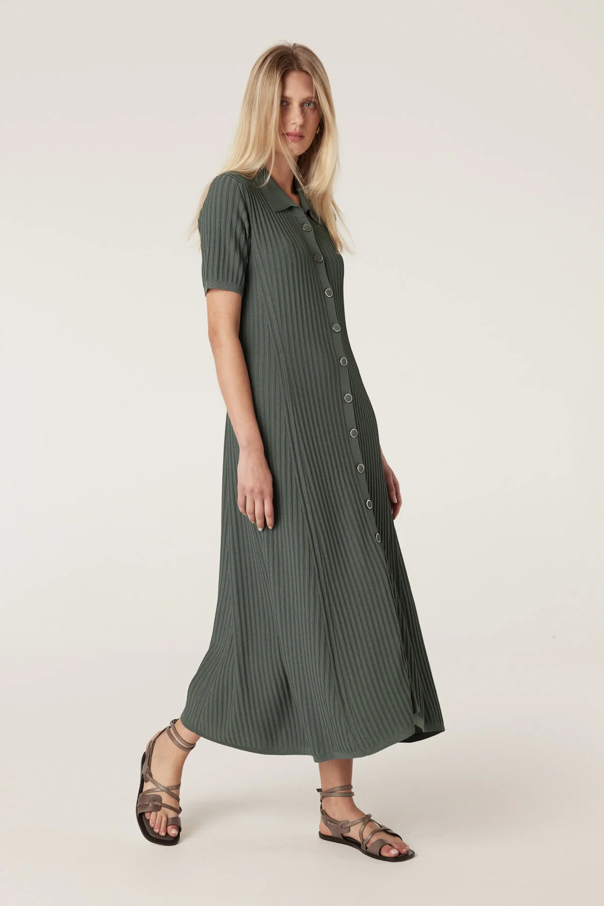 Brooke Crepe Rib Dress - Ivy Green - Image 6