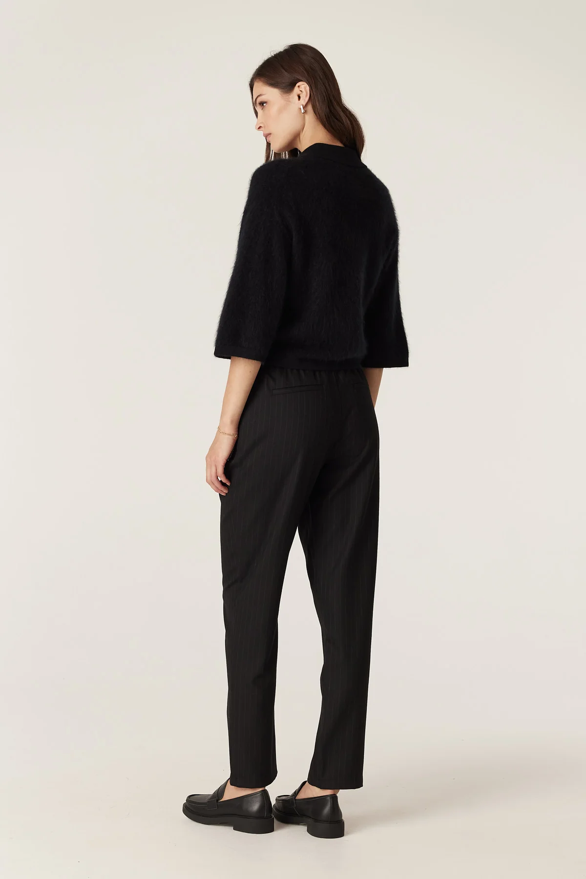 Brushed Cashwool Polo Cardigan - Black - Image 5