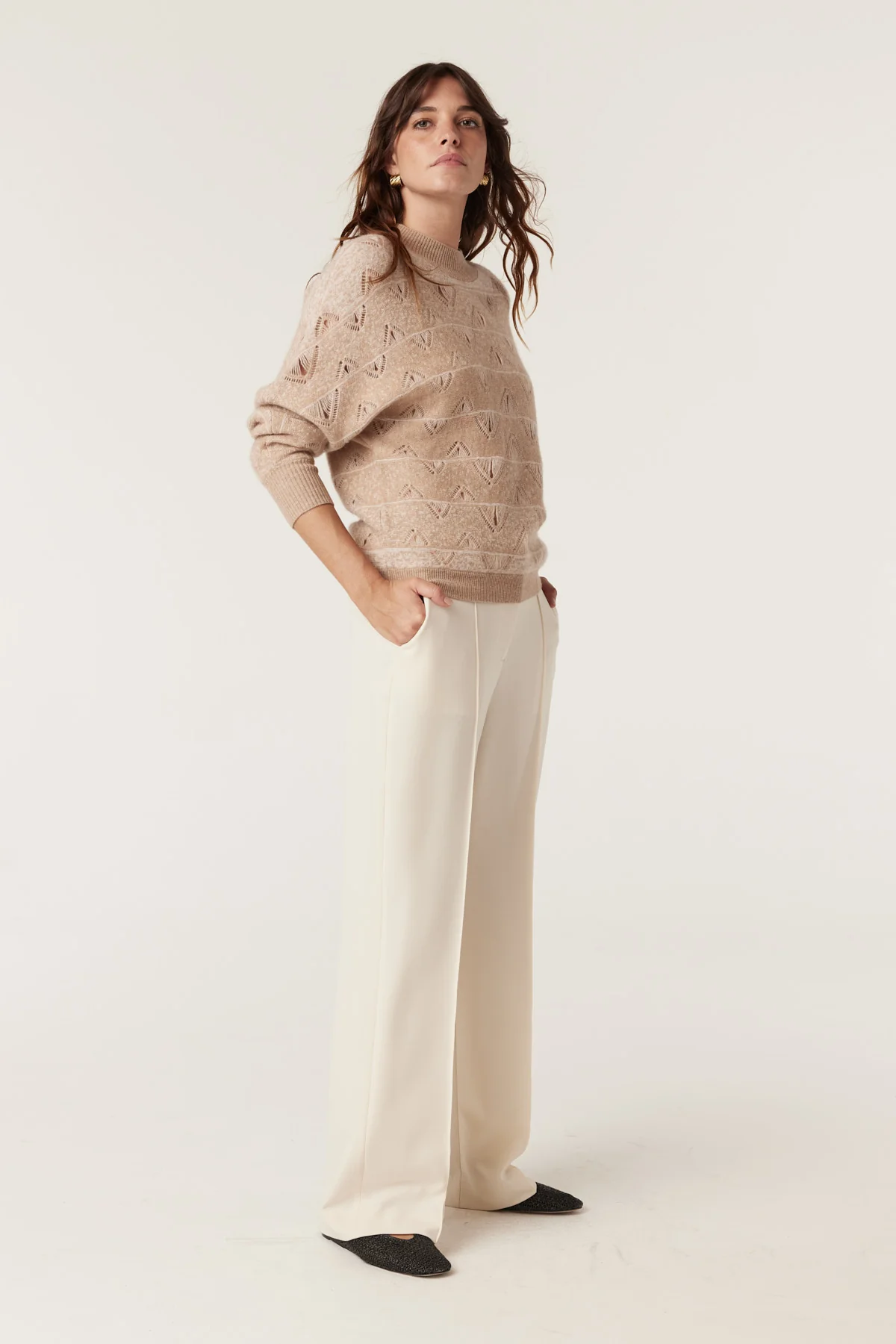 Cashwool Batwing Jumper - Latte - Image 4