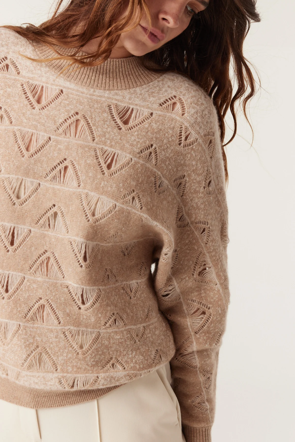 Cashwool Batwing Jumper - Latte - Image 6
