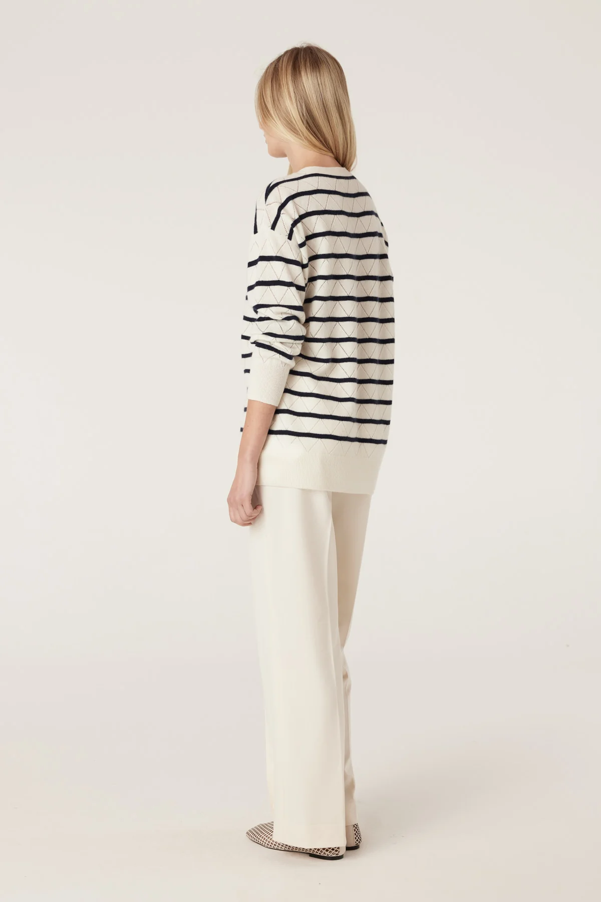 Cashwool Cardigan - Navy Stripe - Image 6