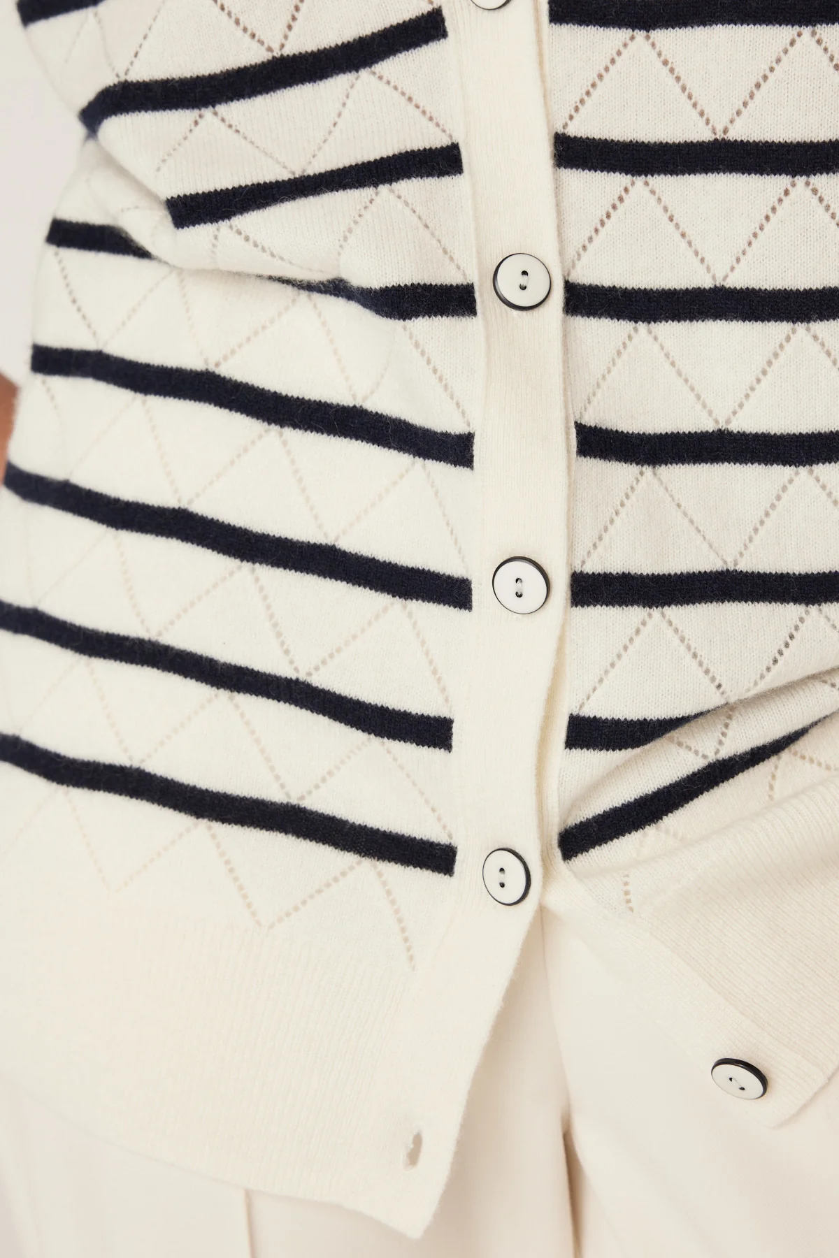 Cashwool Cardigan - Navy Stripe - Image 7
