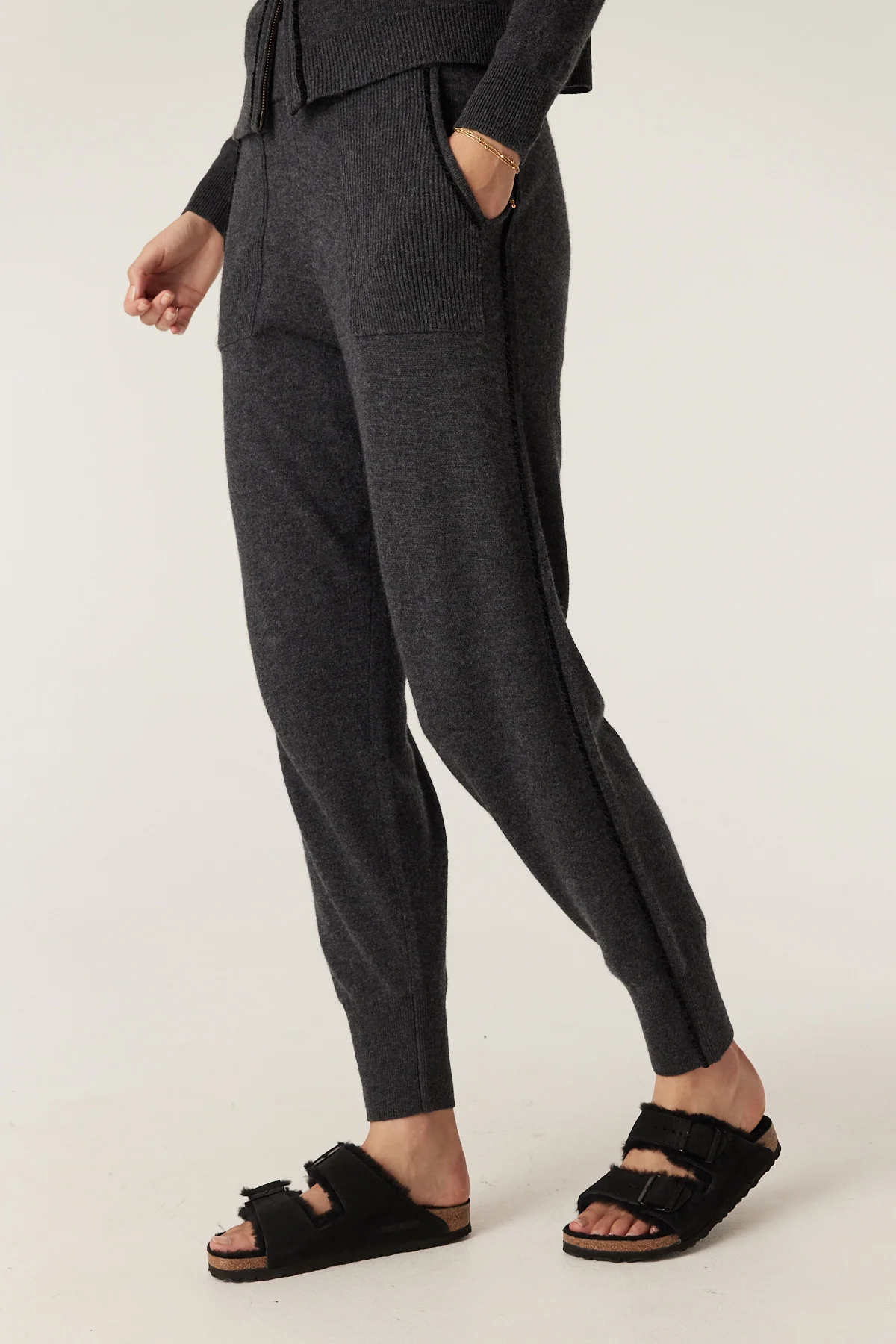 Cashmere Wool Track Pant - Charcoal - Image 3