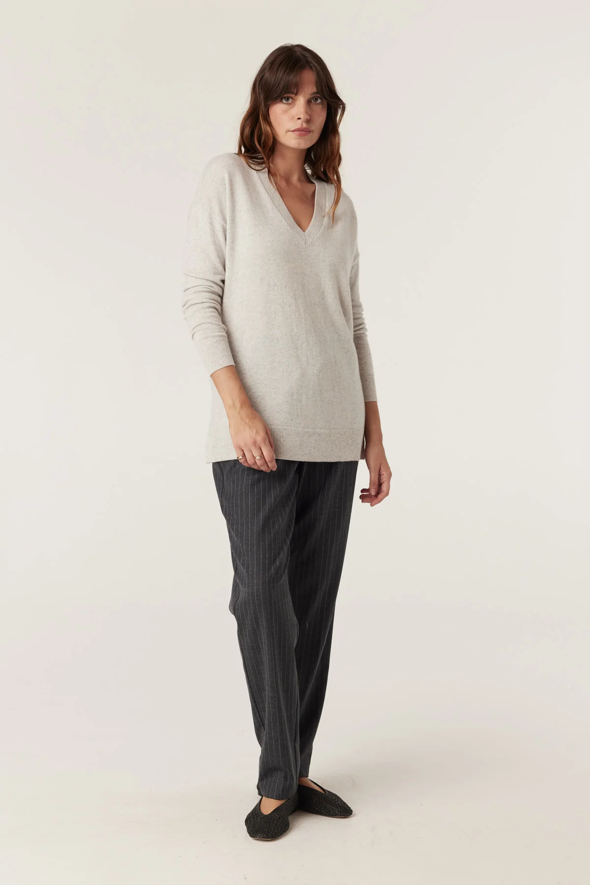 Cashwool V Jumper - Grey Marle - Image 4