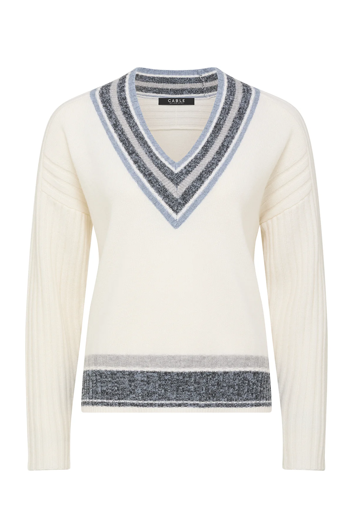 Cashwool Varsity Jumper - Milk - Image 2