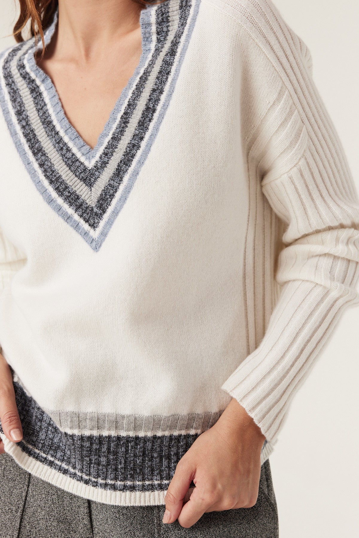 Cashwool Varsity Jumper - Milk - Image 3