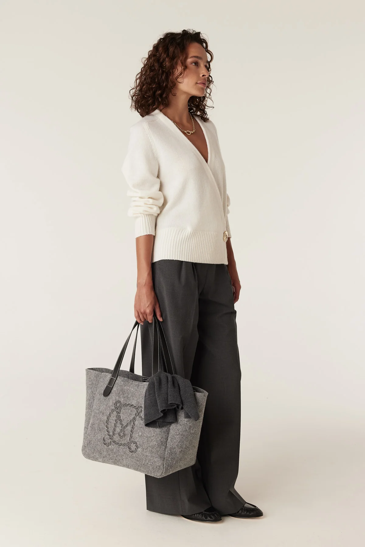 Cashmere Wool Wrap Knit Jumper - Milk - Image 4