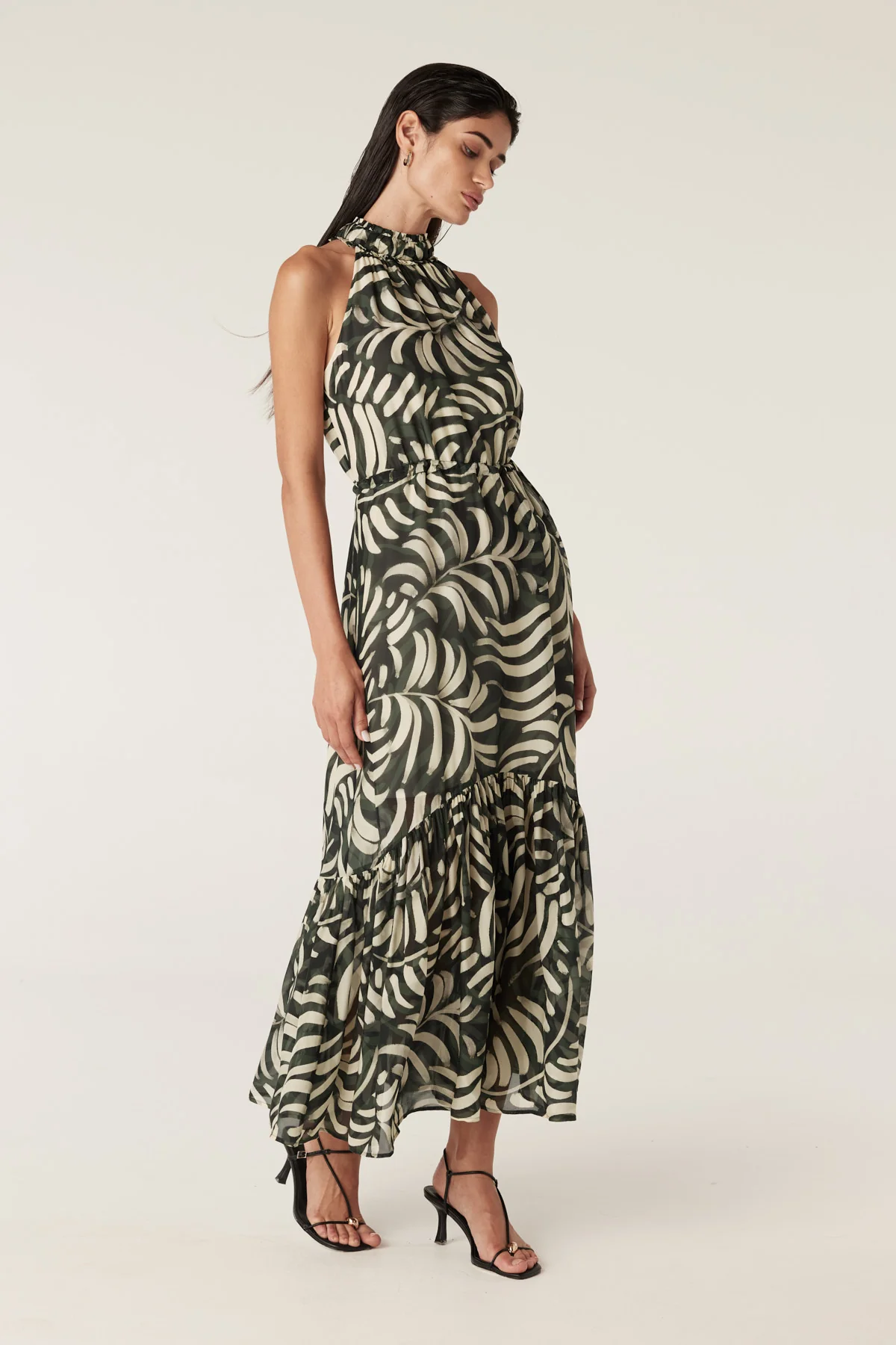 Eden Halter Neck Dress - Shadow Leaf Print - Image 5