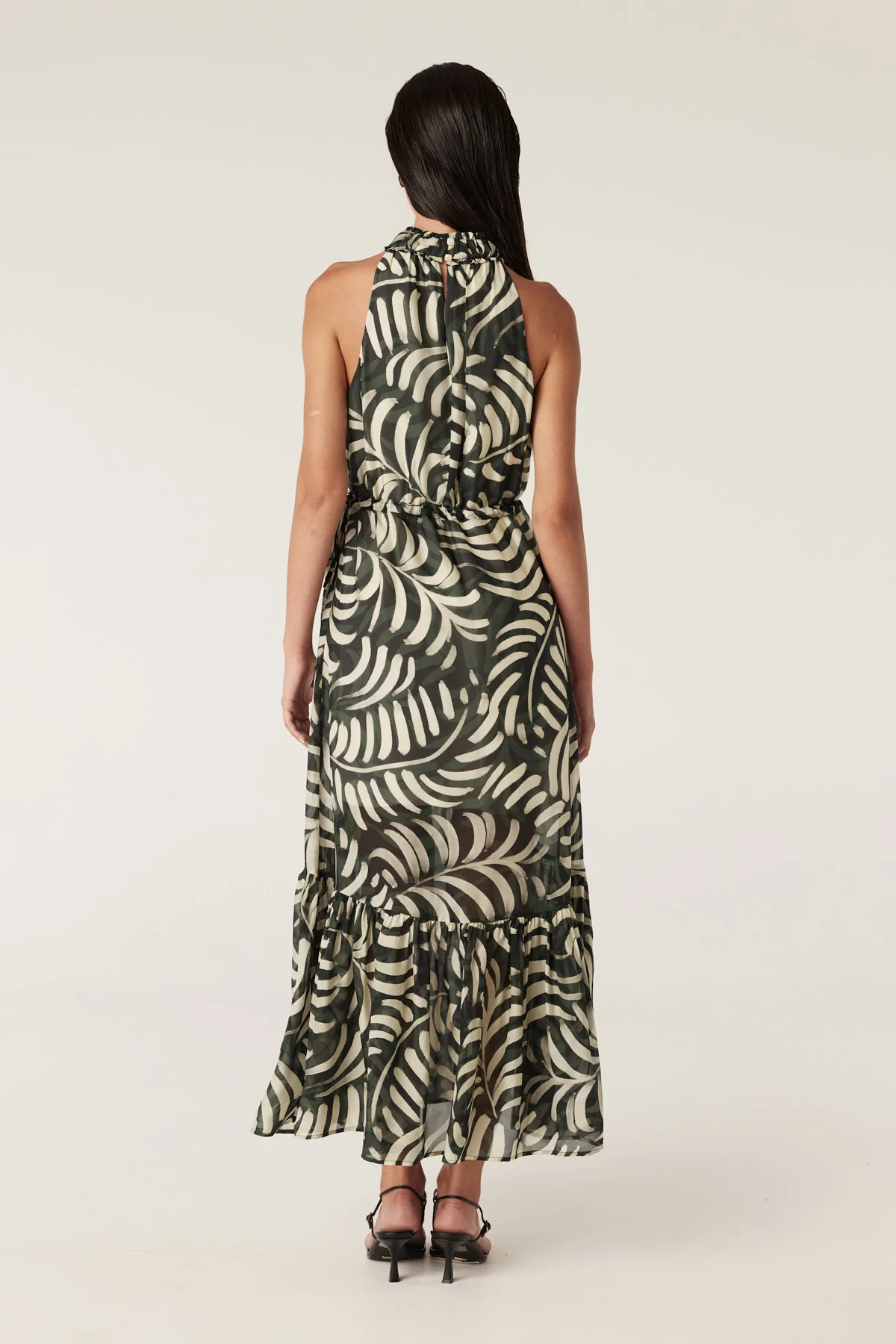 Eden Halter Neck Dress - Shadow Leaf Print - Image 6