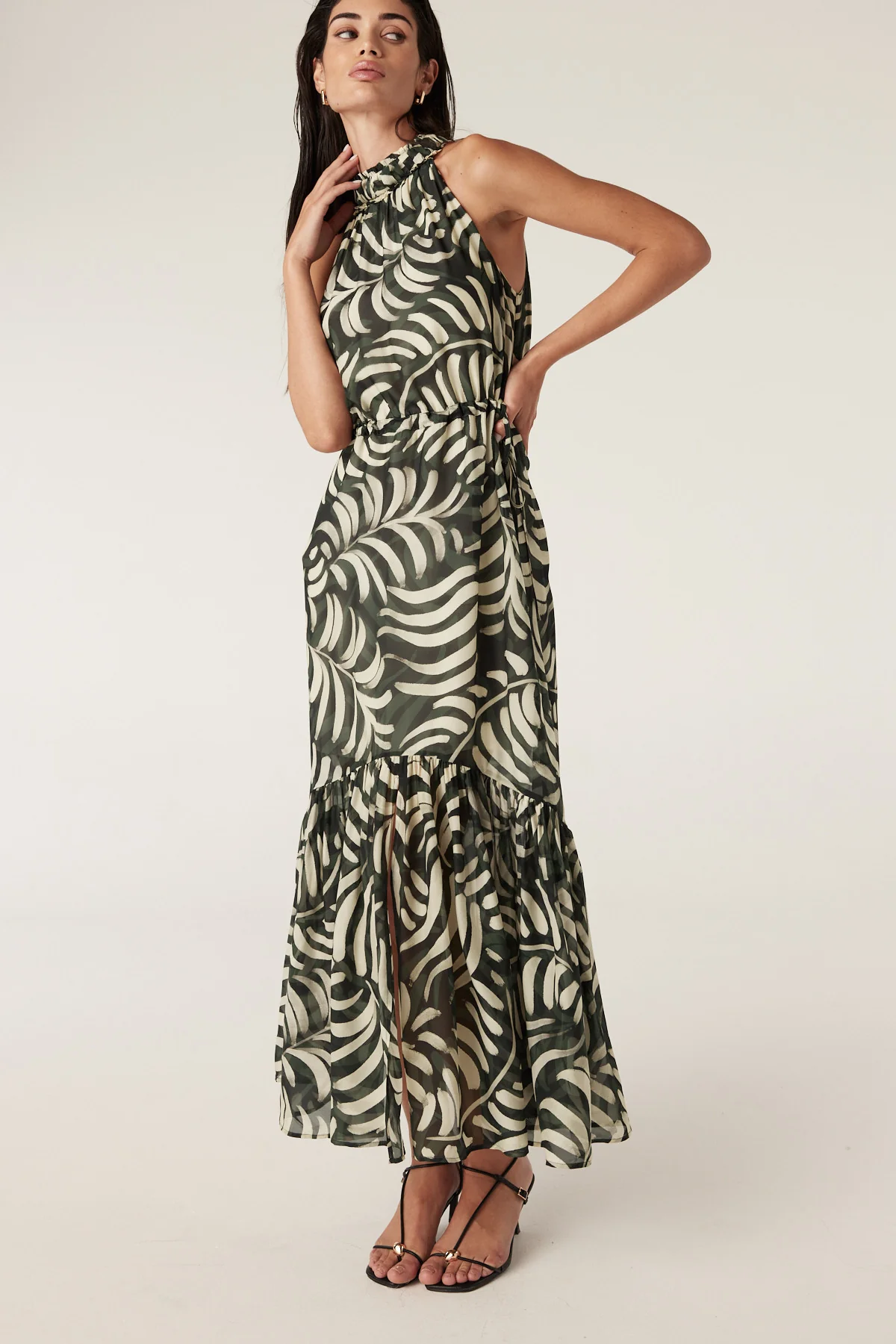 Eden Halter Neck Dress - Shadow Leaf Print - Image 7
