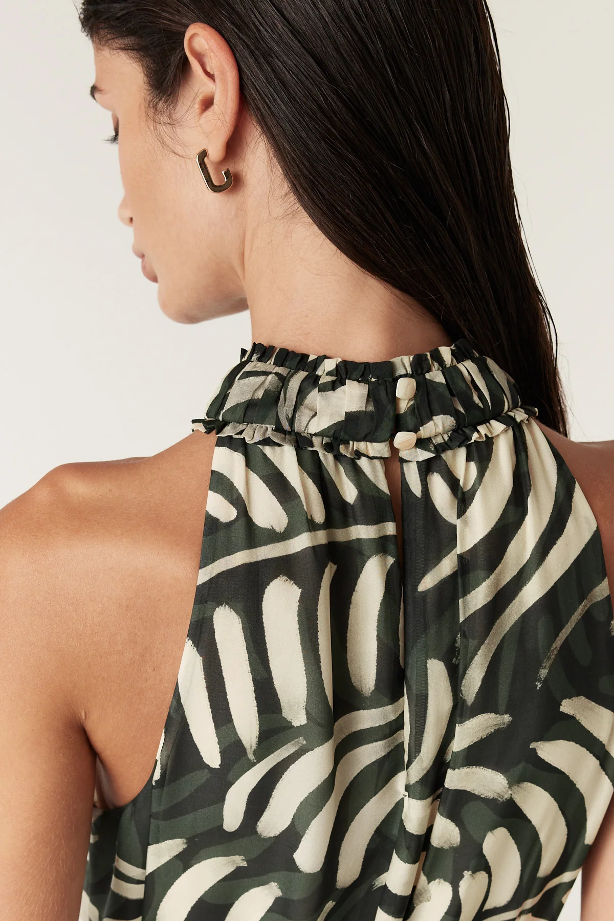 Eden Halter Neck Dress - Shadow Leaf Print - Image 8