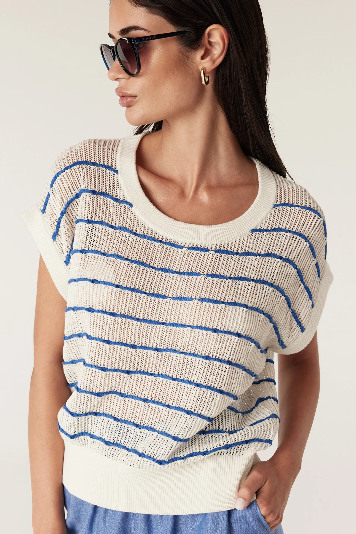 Coast Knit Top - Blue Stripe - Image 3