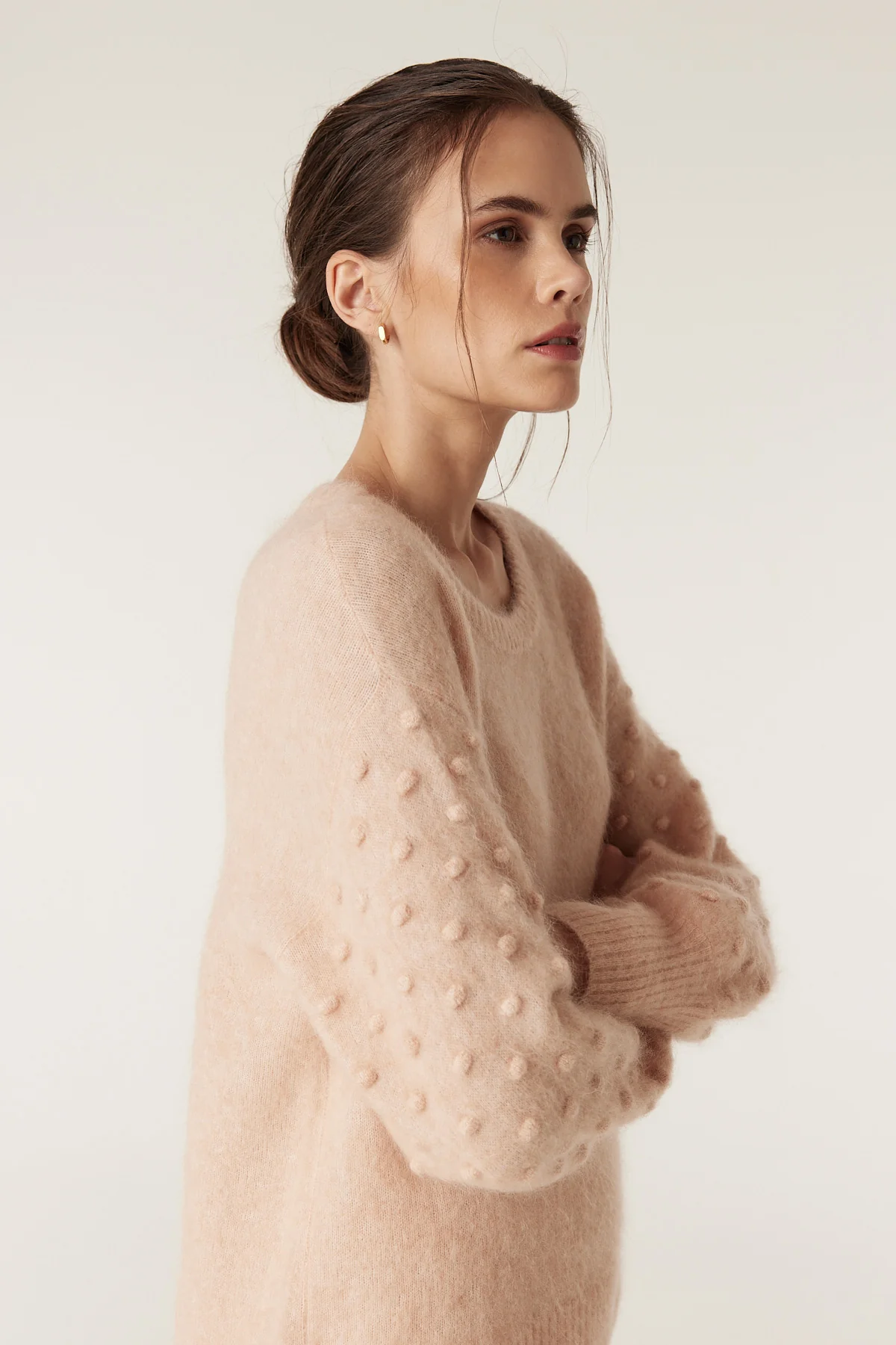 Colour Me Mohair Wool Bobble Jumper - Nude - Image 7