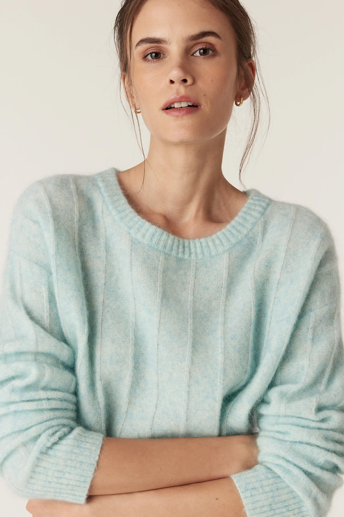 Colour Me Mohair Wool Crew Jumper - Azure - Image 4