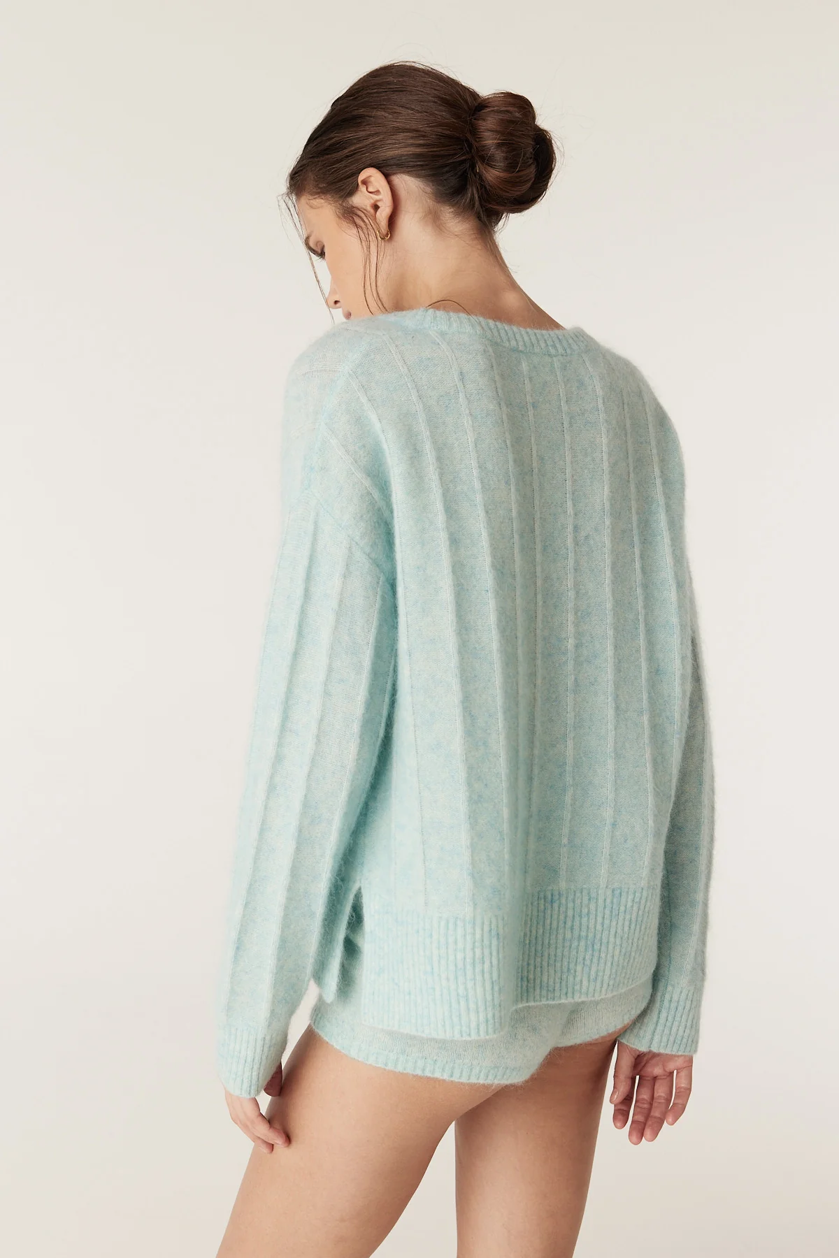 Colour Me Mohair Wool Crew Jumper - Azure - Image 5