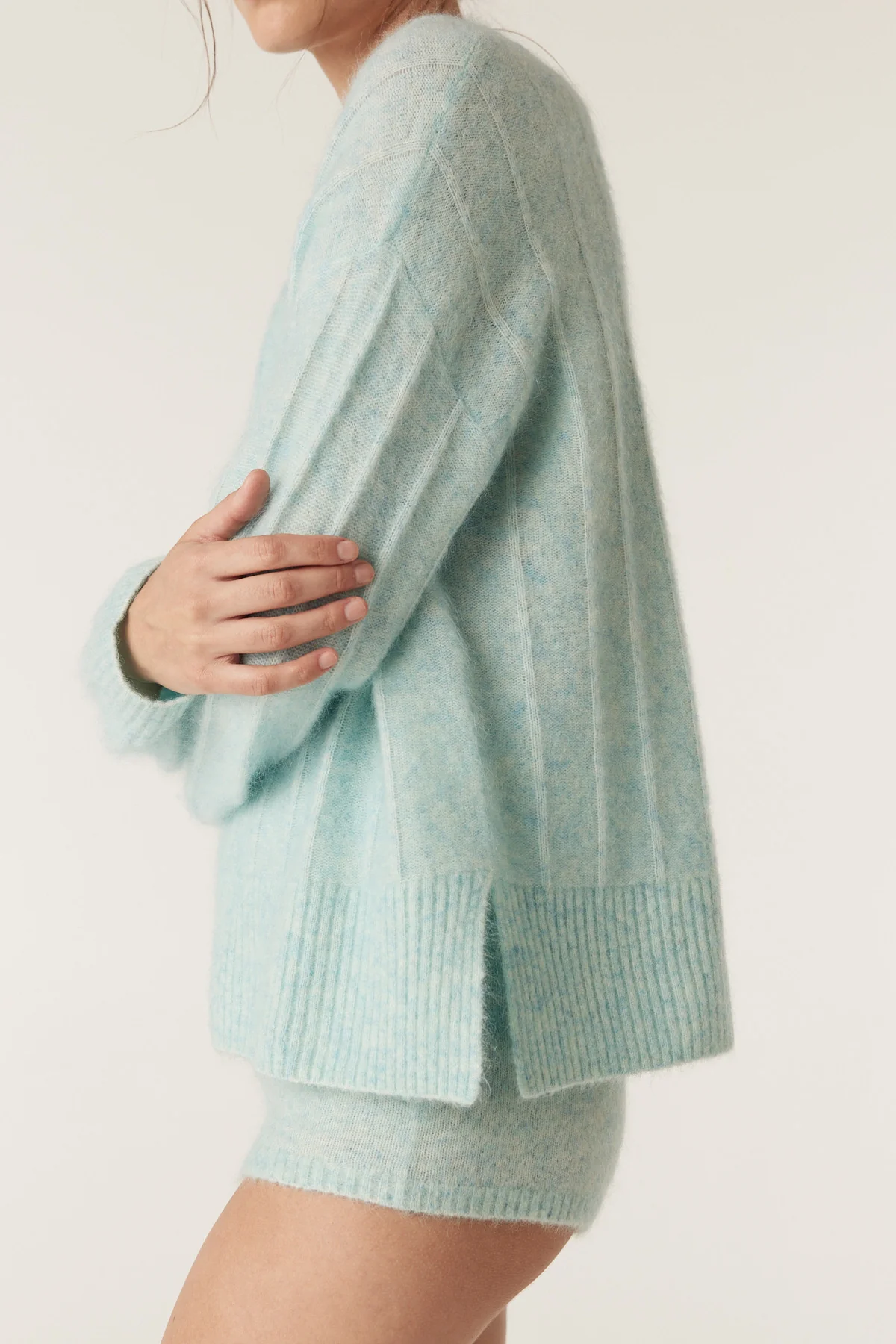 Colour Me Mohair Wool Crew Jumper - Azure - Image 6