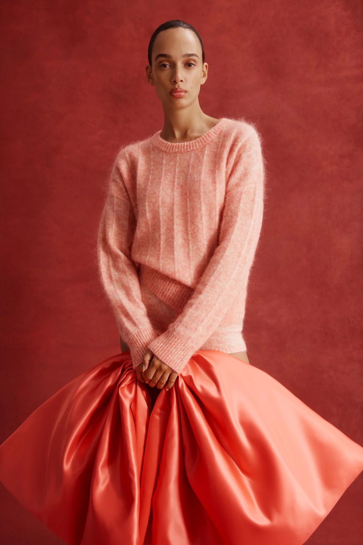Colour Me Mohair Wool Crew Jumper - Melon - Image 3