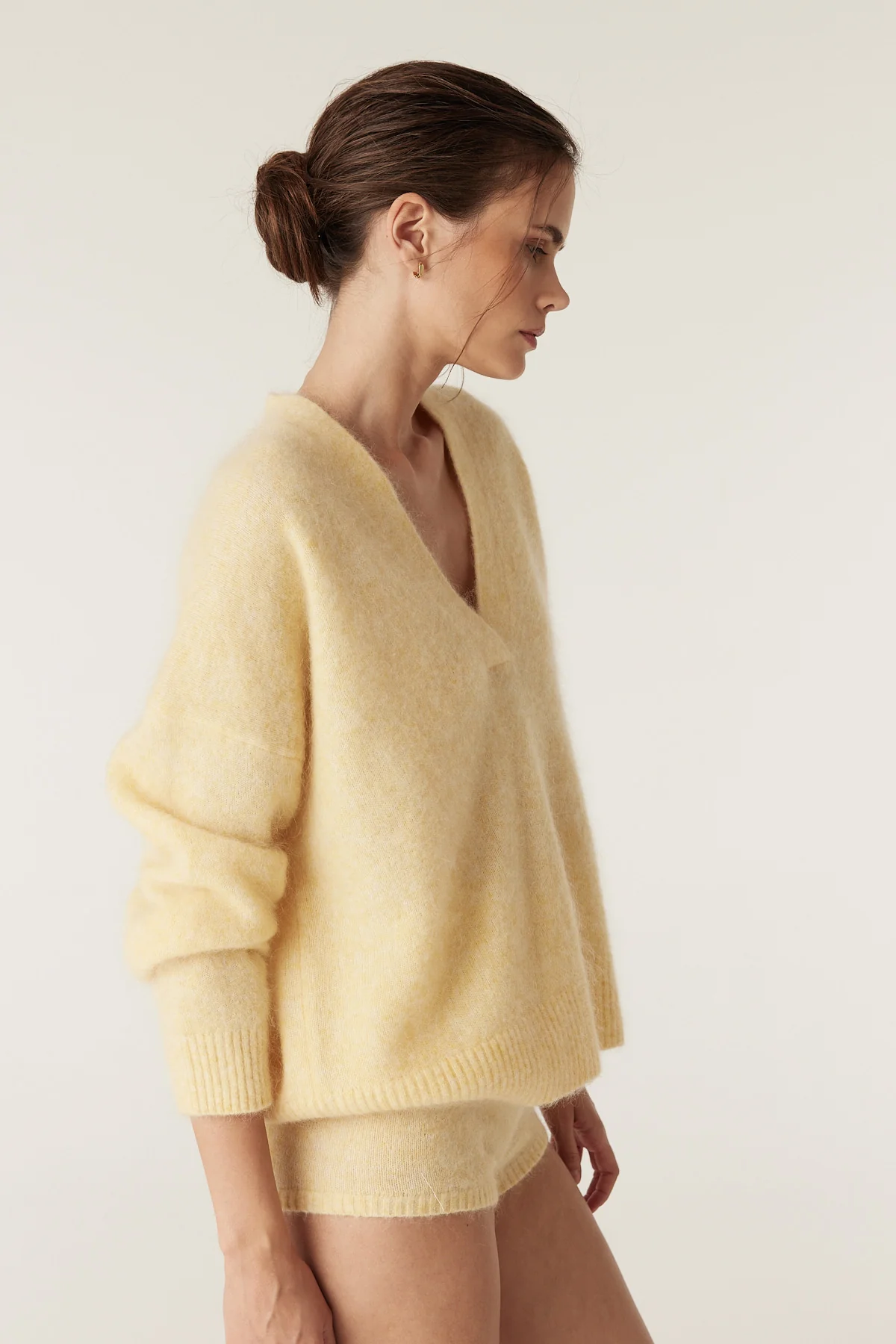Colour Me Mohair Wool V-Neck Jumper - Butter - Image 4