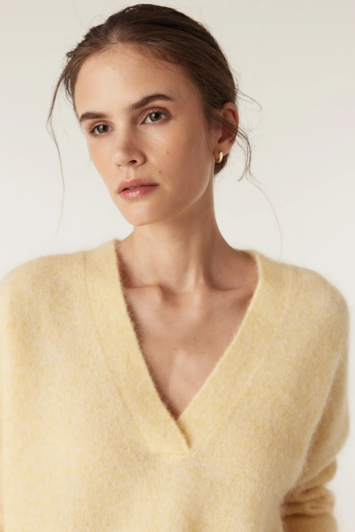 Colour Me Mohair Wool V-Neck Jumper - Butter - Image 5