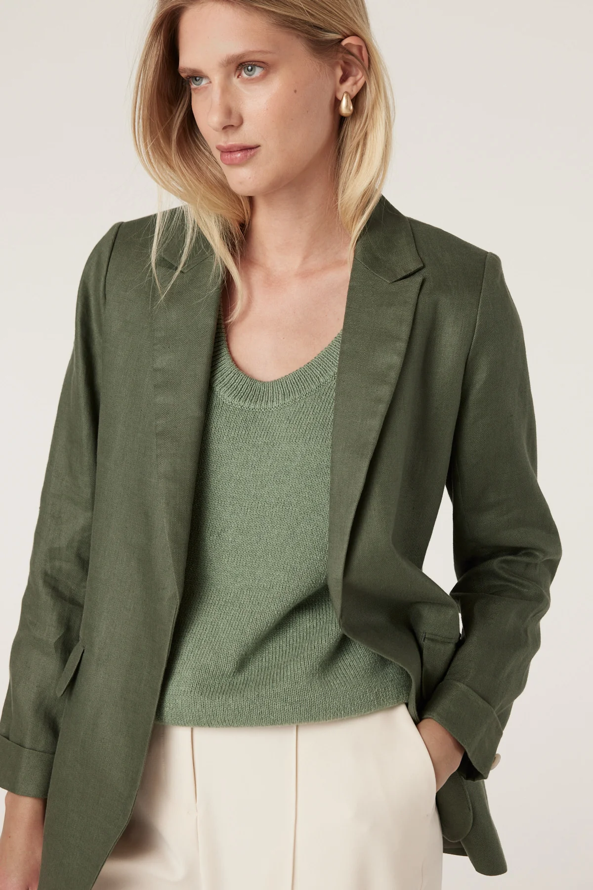 Cruz Linen Blazer - Khaki