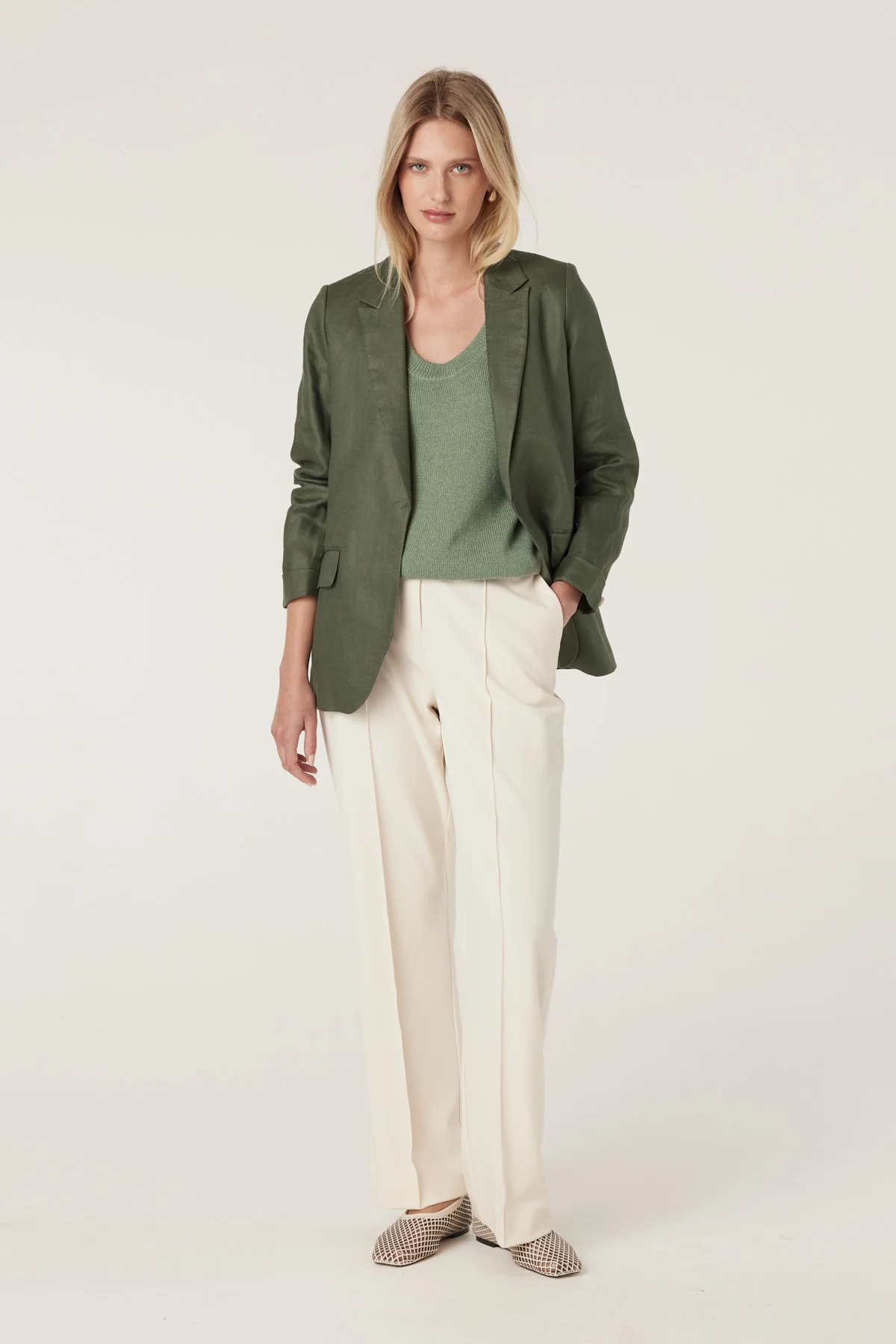 Cruz Linen Blazer - Khaki - Image 3