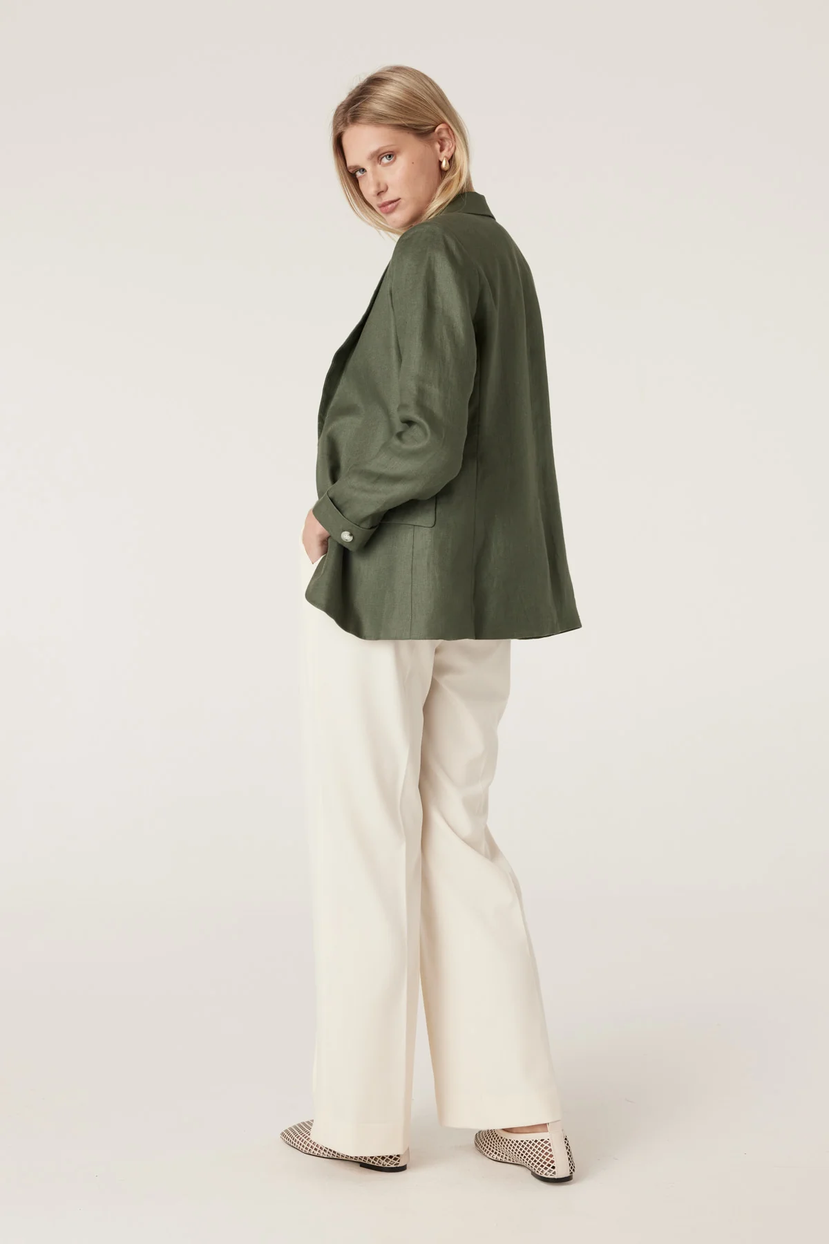 Cruz Linen Blazer - Khaki - Image 4