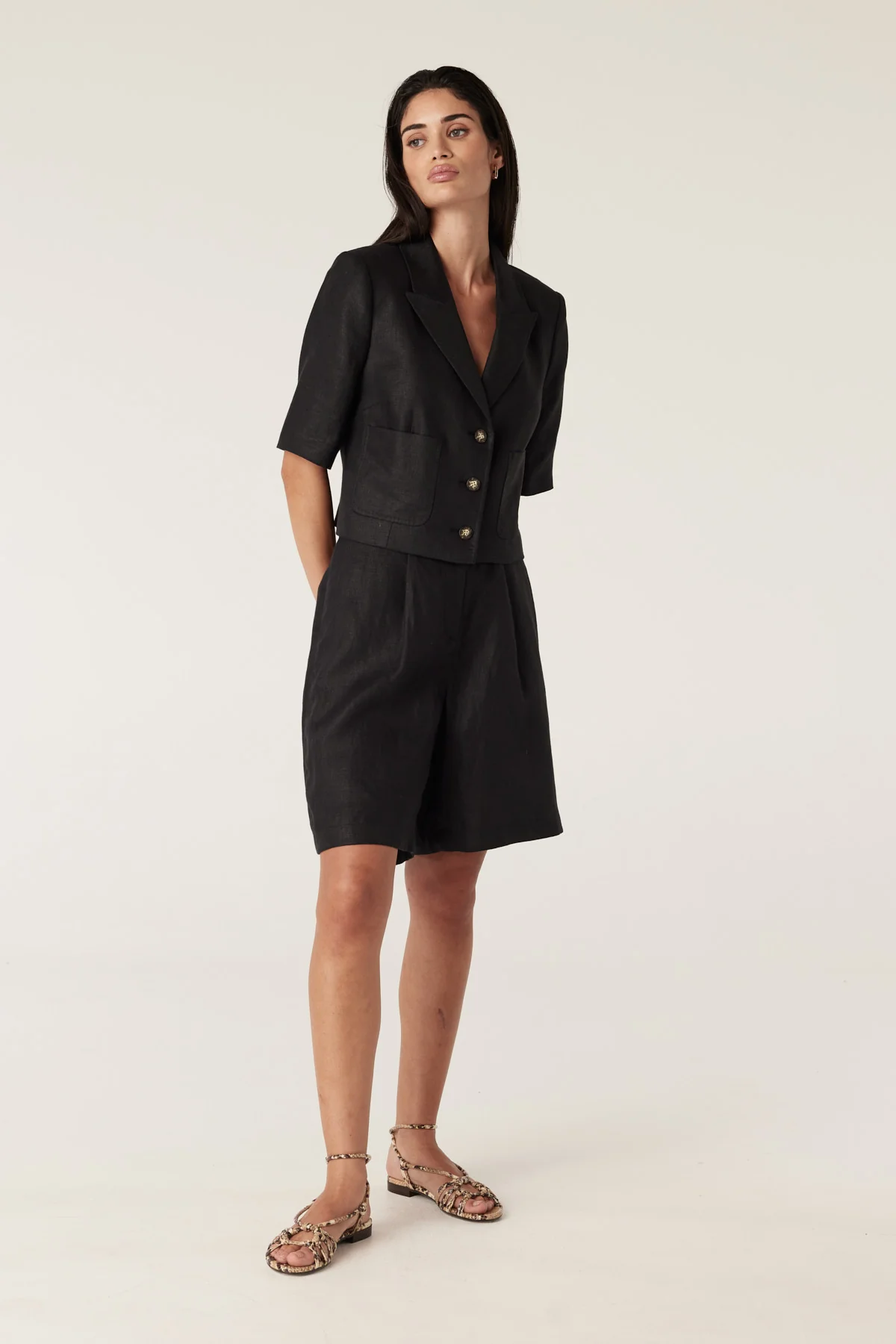 Elm Linen Blazer - Black - Image 5