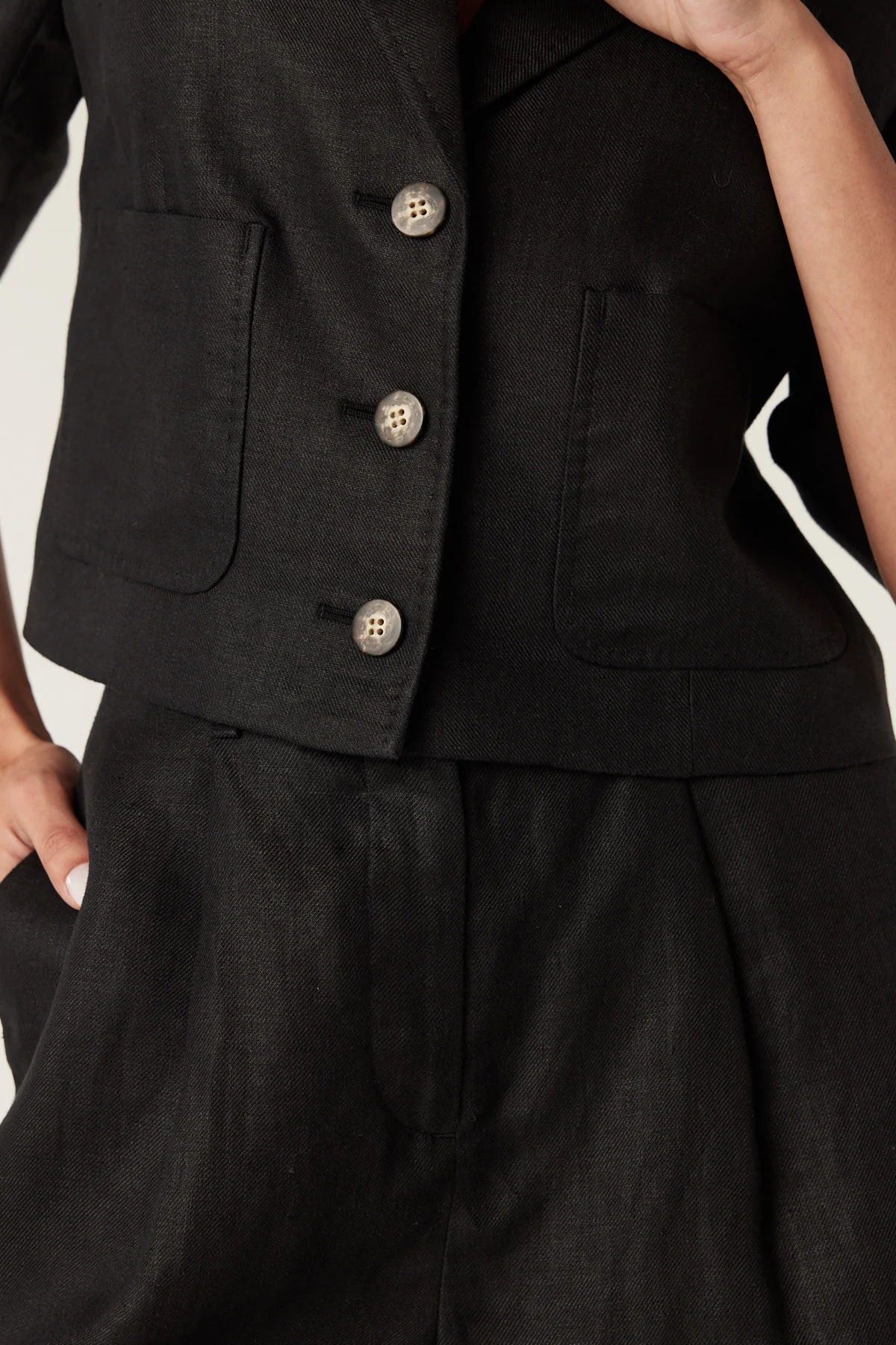 Elm Linen Blazer - Black - Image 7