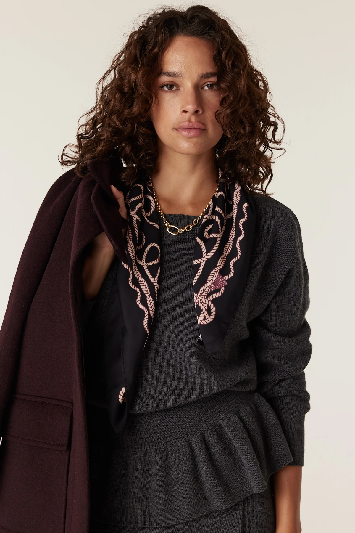Eloise Merino Wool Peplum Jumper - Charcoal - Image 6