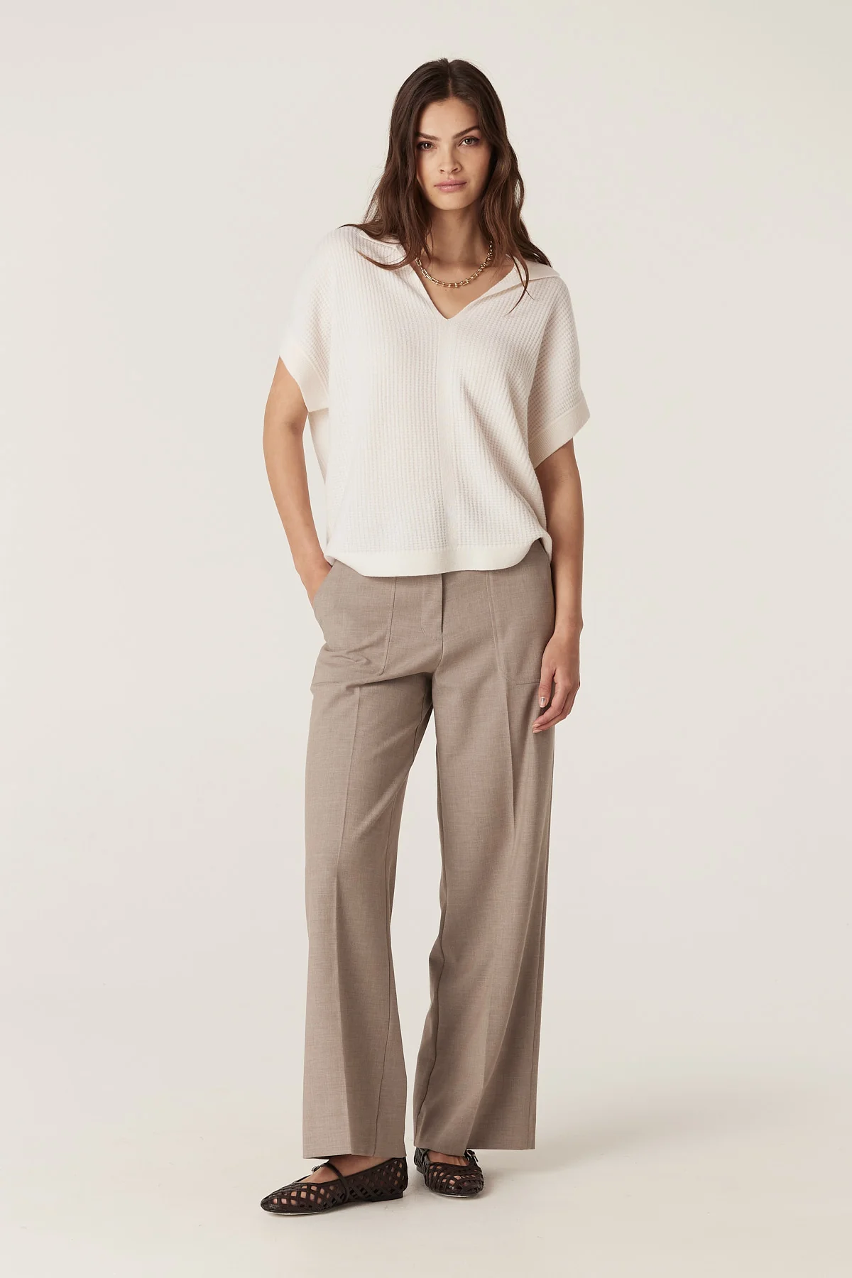 Evie Wide Leg Pant - Fawn