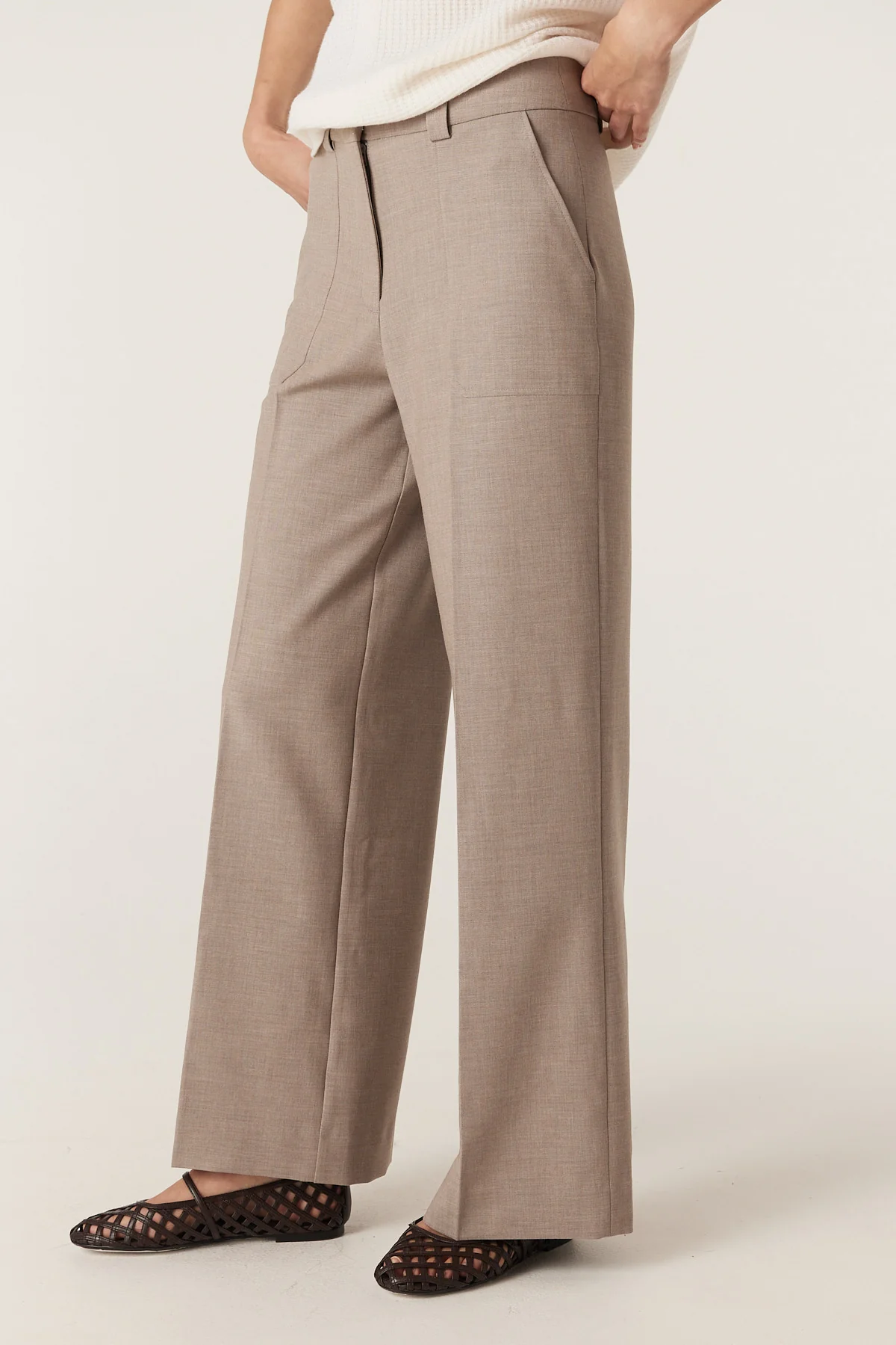 Evie Wide Leg Pant - Fawn - Image 3