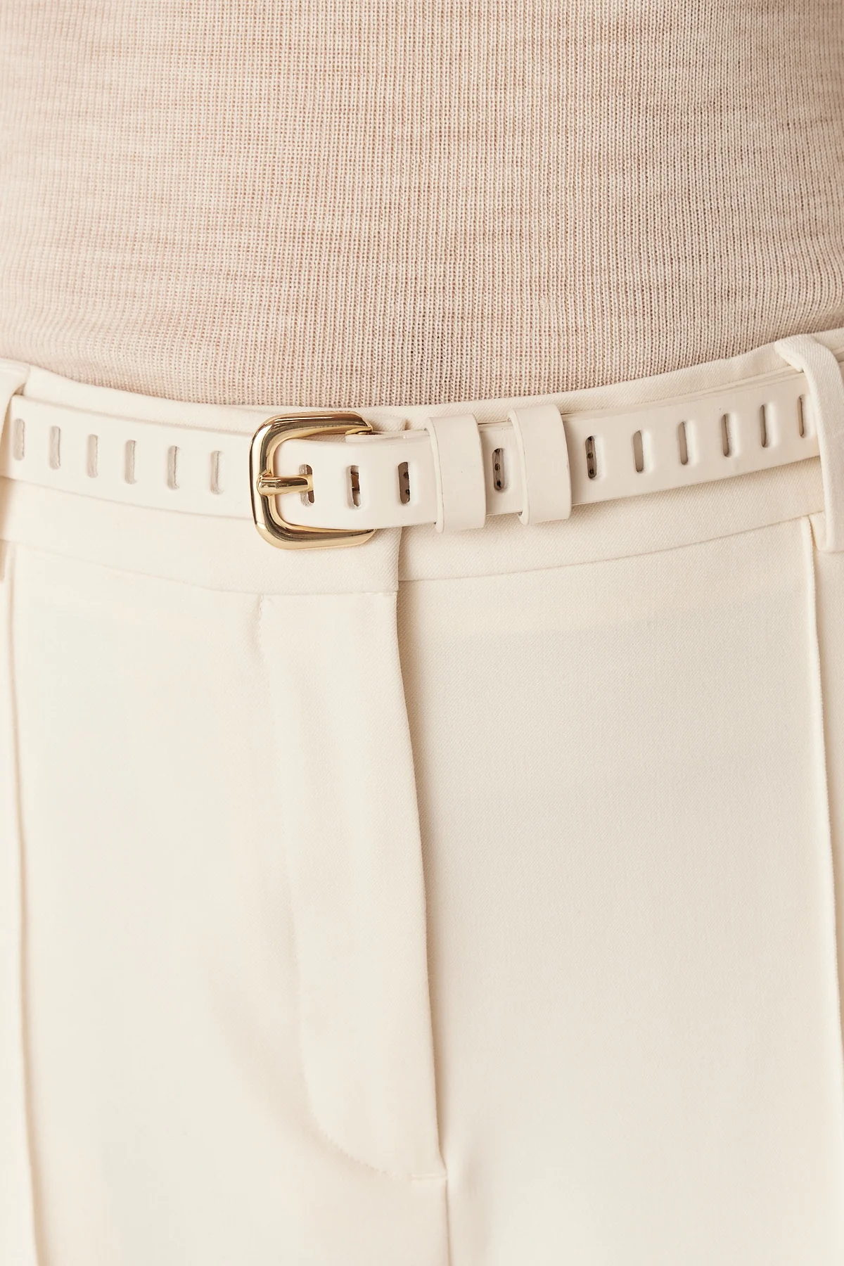 Fay Leather Belt - Ecru - Image 3