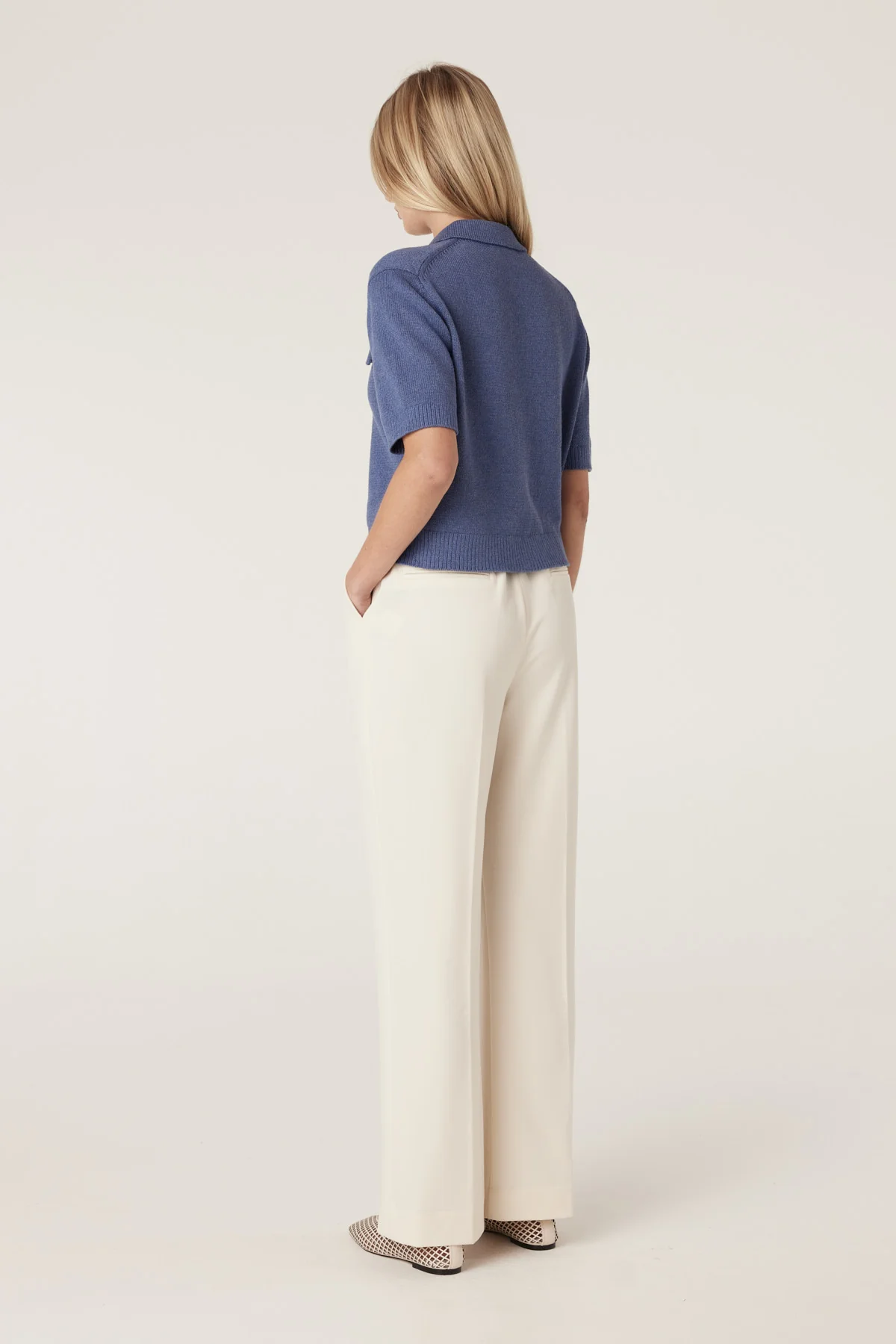 Flax Polo Cardigan - Denim - Image 5