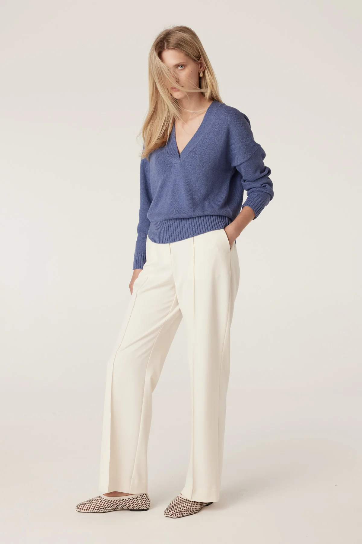 Flax V Jumper - Denim - Image 4