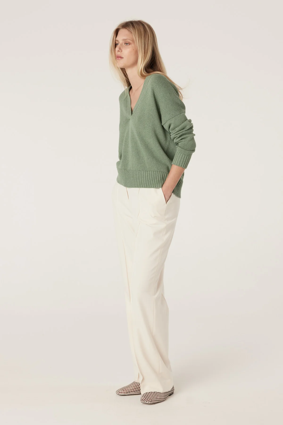 Flax V Jumper - Field Green - Image 4