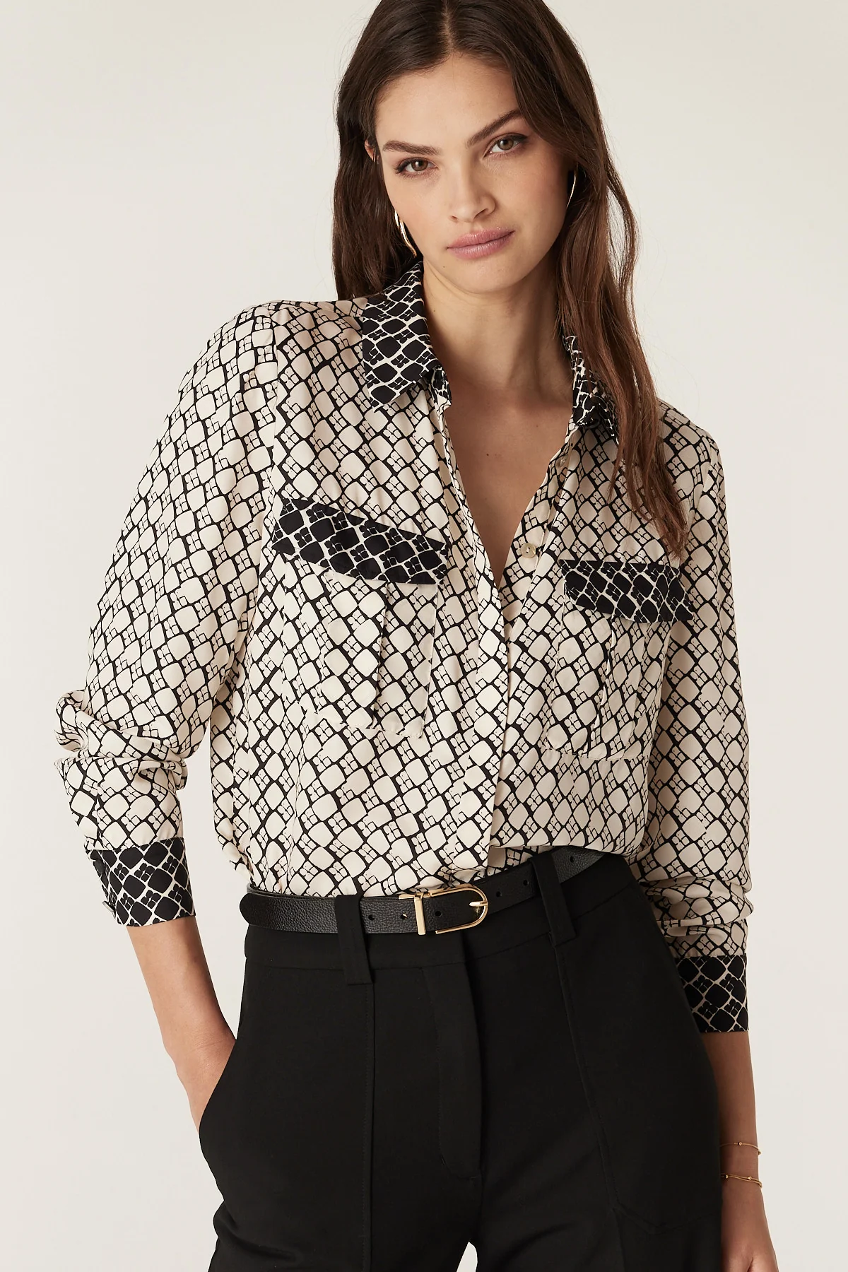 Hamilton Blouse - Ivory Geo Print