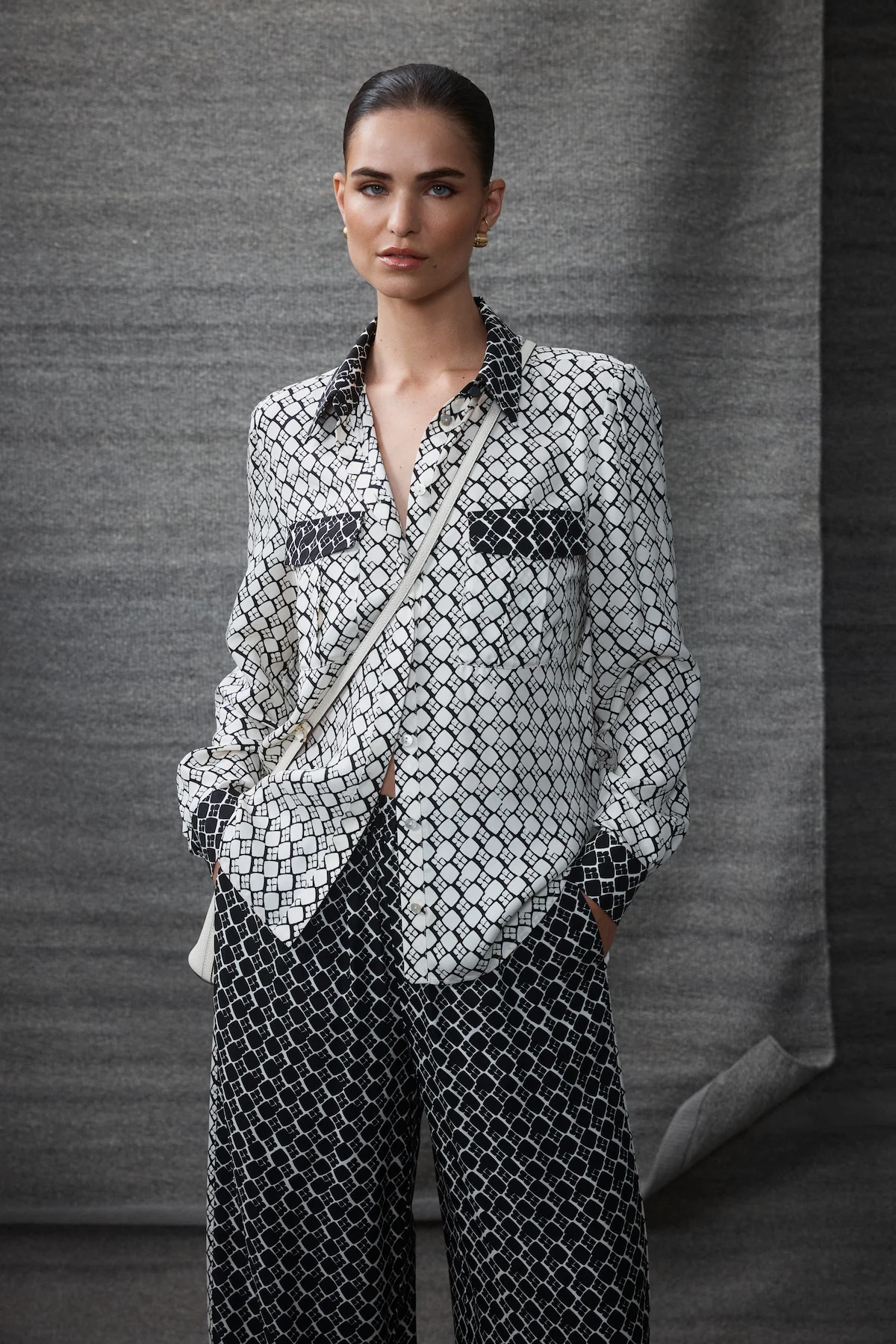 Hamilton Blouse - Ivory Geo Print - Image 3