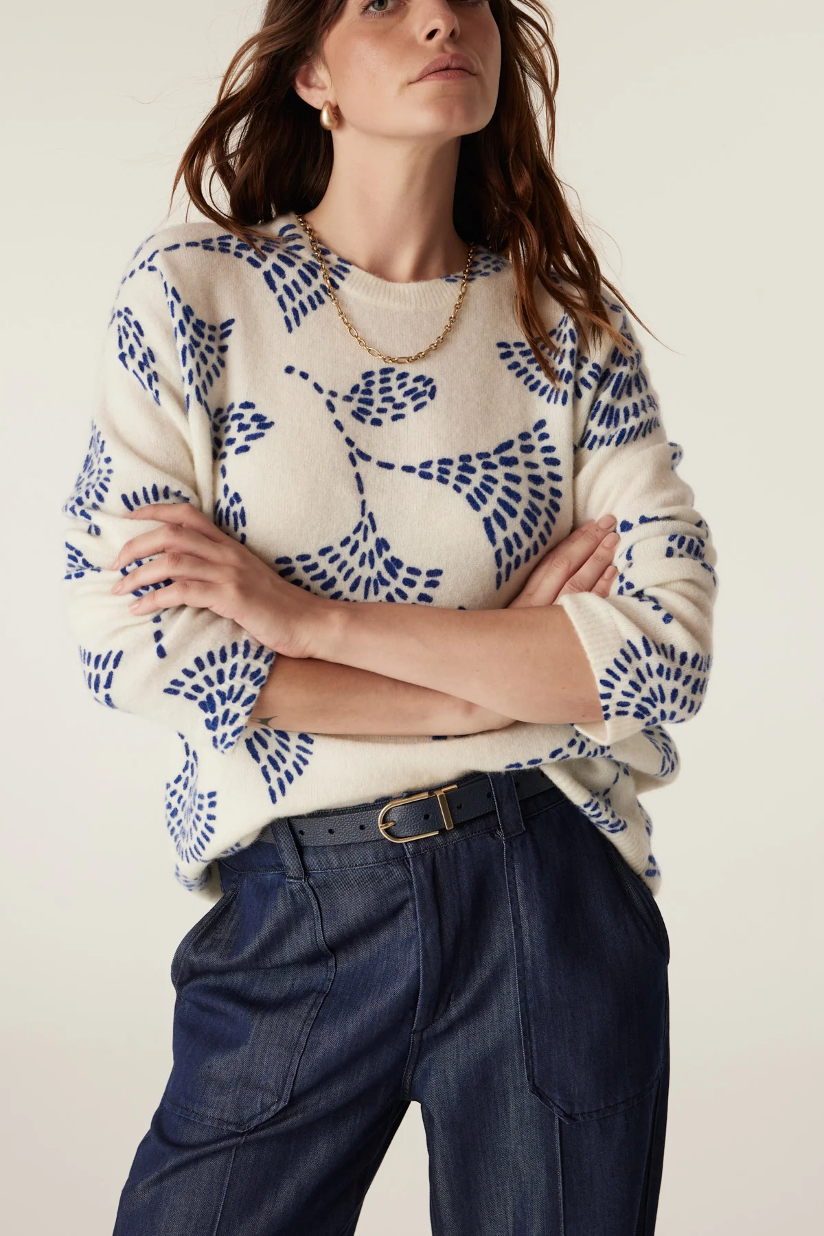 Hayes Mohair Jumper - Blue Print - Image 3