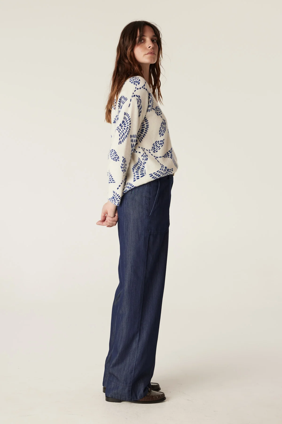 Hayes Mohair Jumper - Blue Print - Image 4