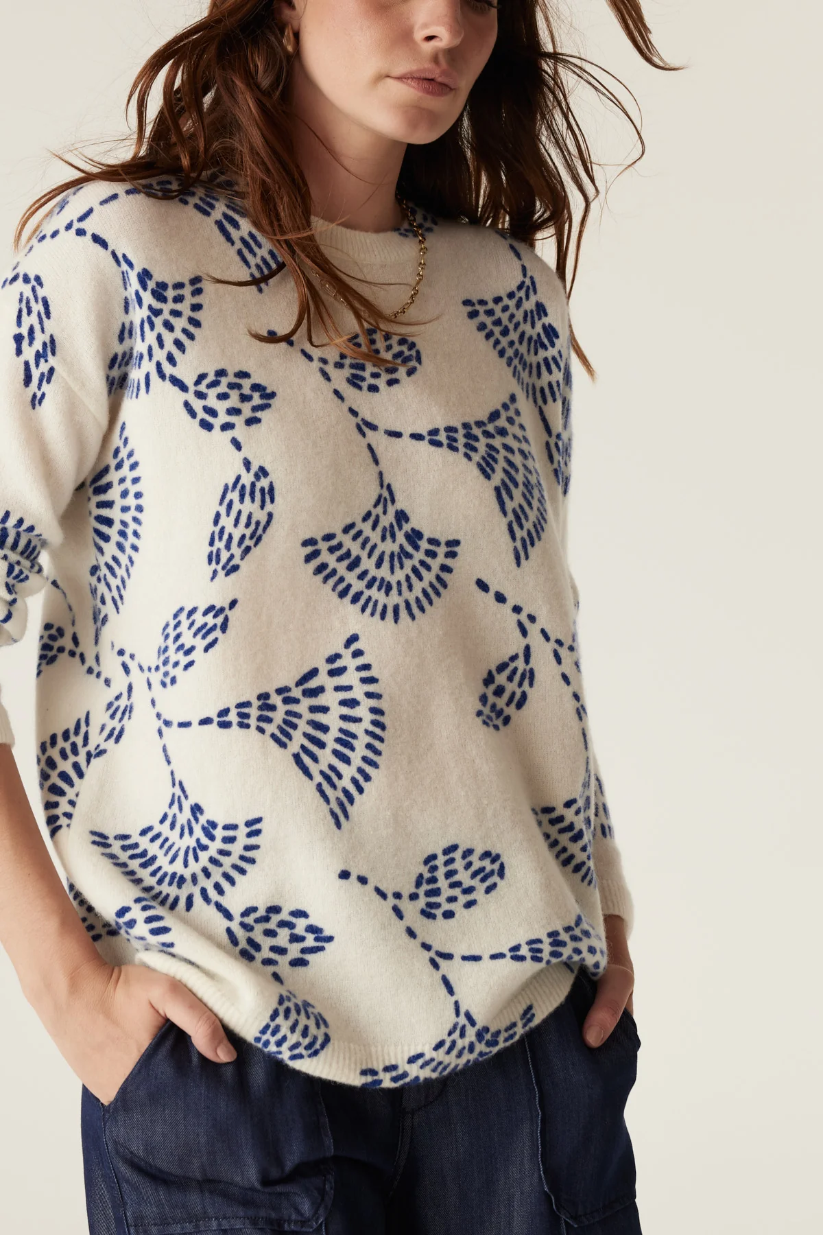 Hayes Mohair Jumper - Blue Print - Image 7