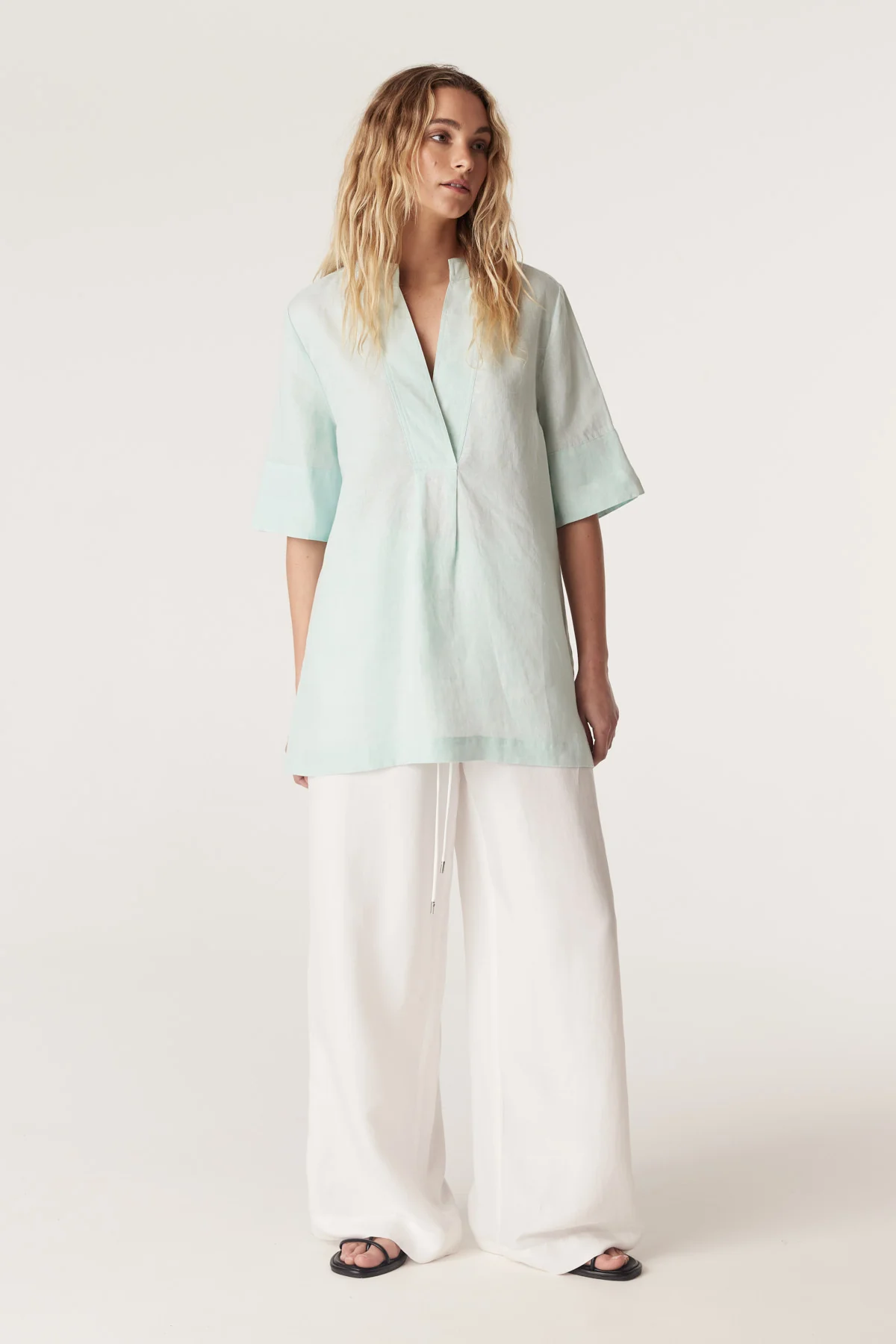 Hayward Linen Blouse - Seafoam