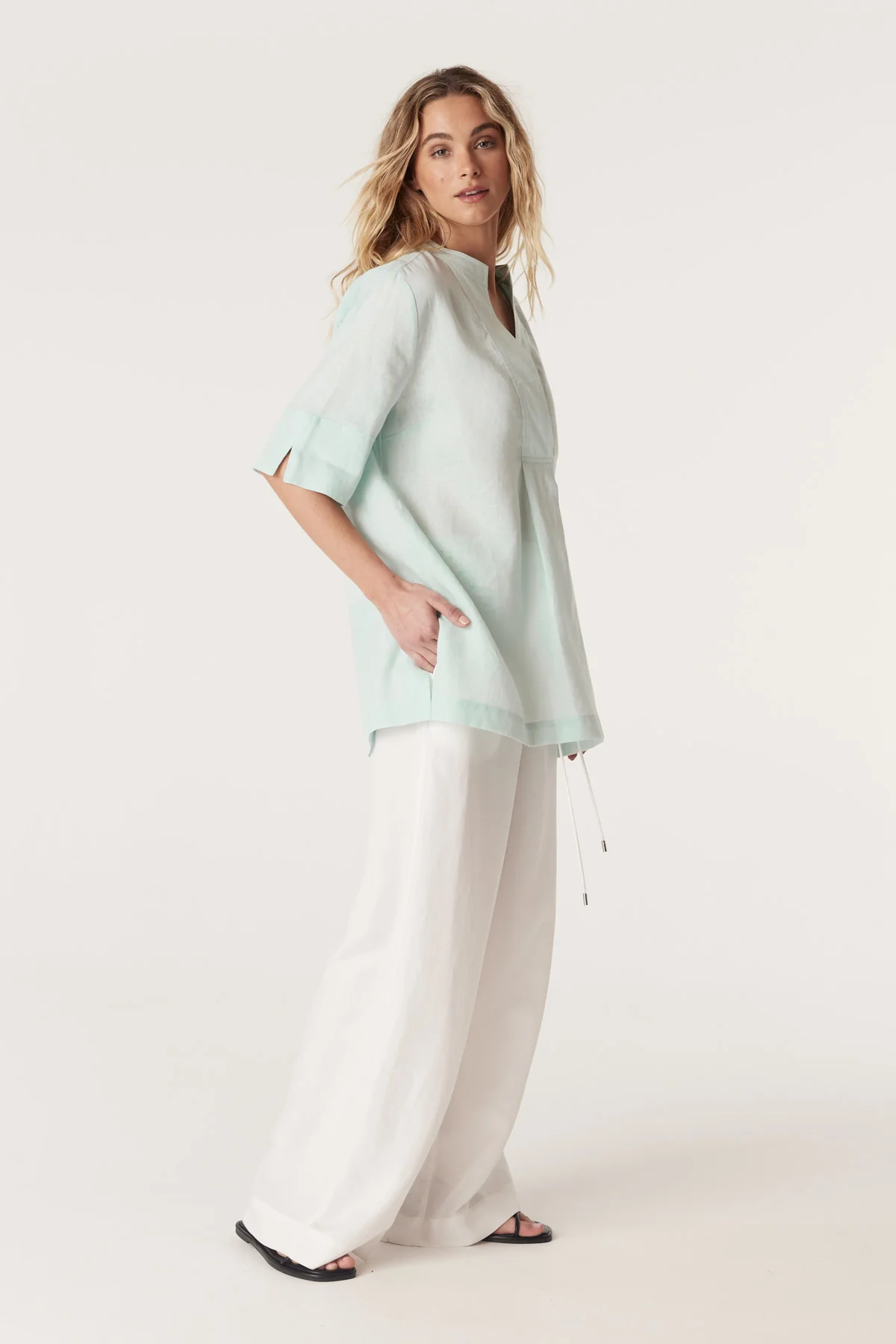 Hayward Linen Blouse - Seafoam - Image 4