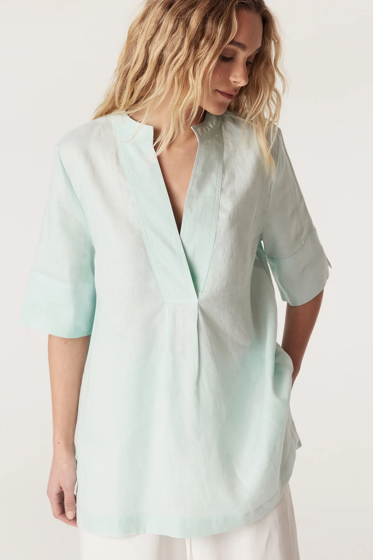 Hayward Linen Blouse - Seafoam - Image 6