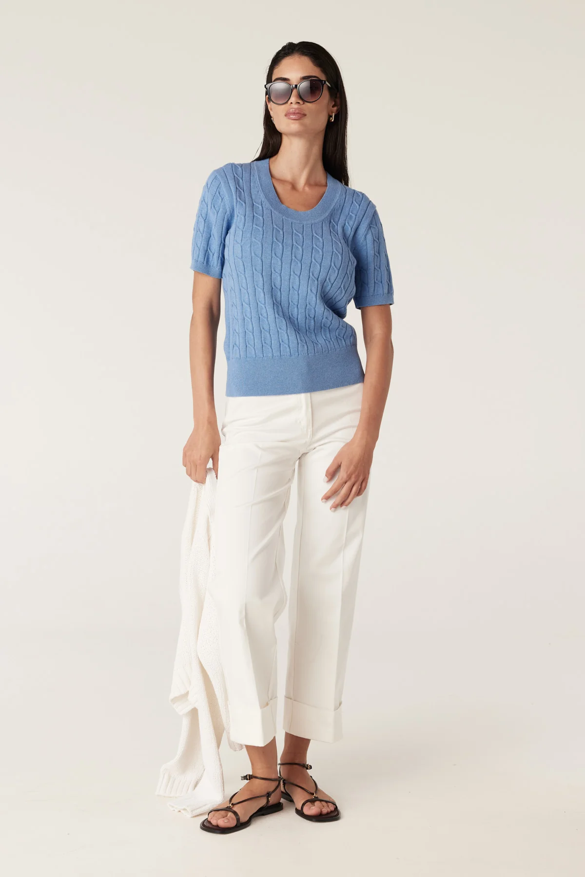 Heritage Cotton Cable Tee - Blue